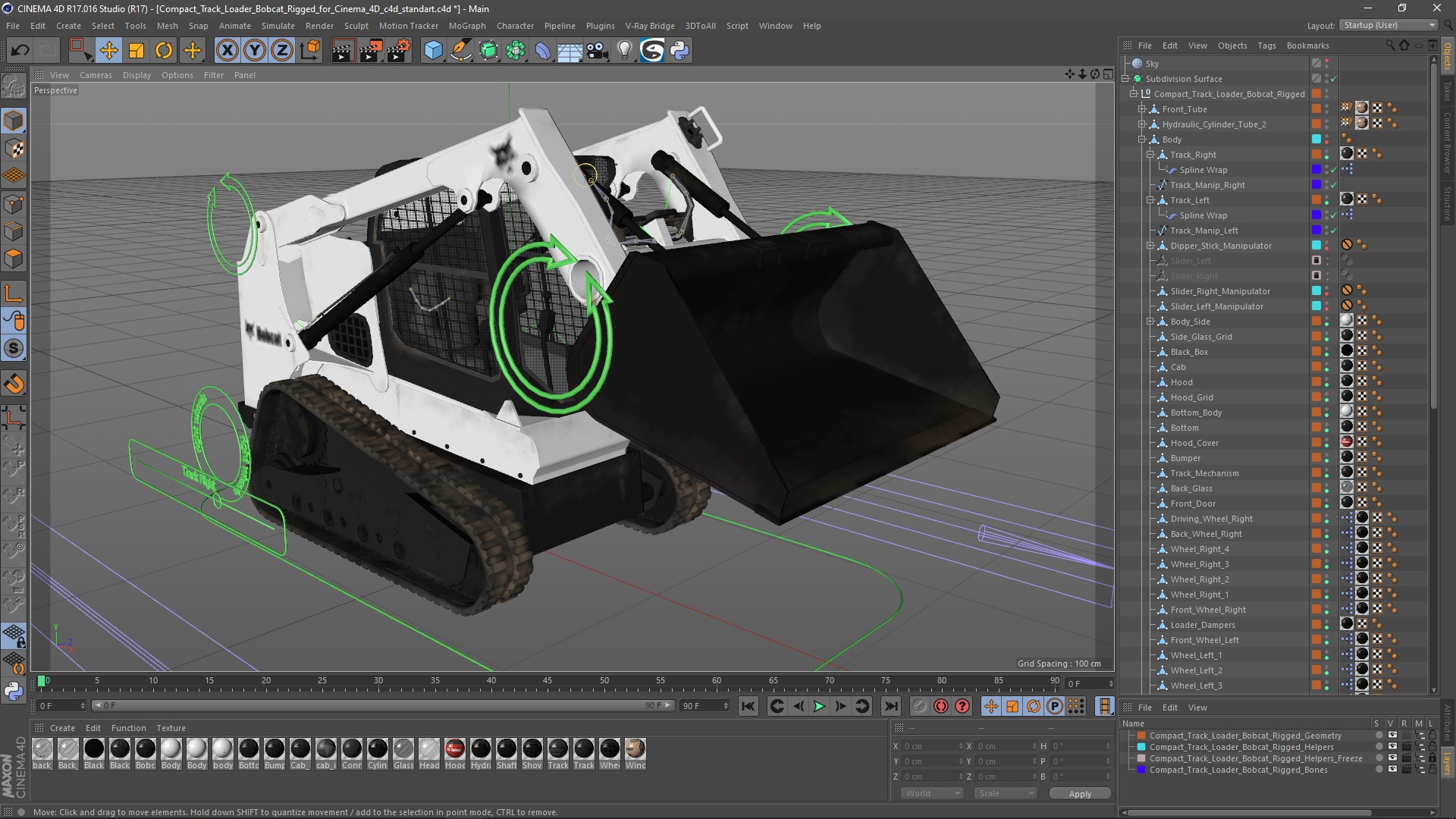 3D Compact Track Loader Bobcat Rigged for Cinema 4D model
