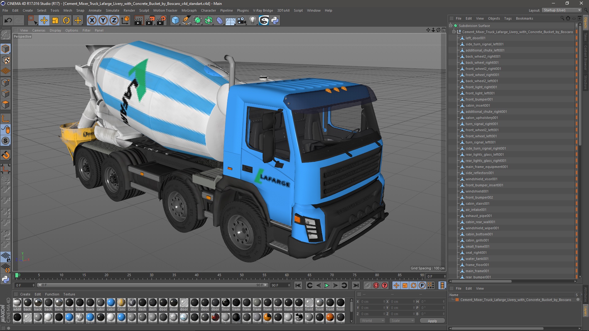 3D model Cement Mixer Truck Lafarge Livery with Concrete Bucket by Boscaro