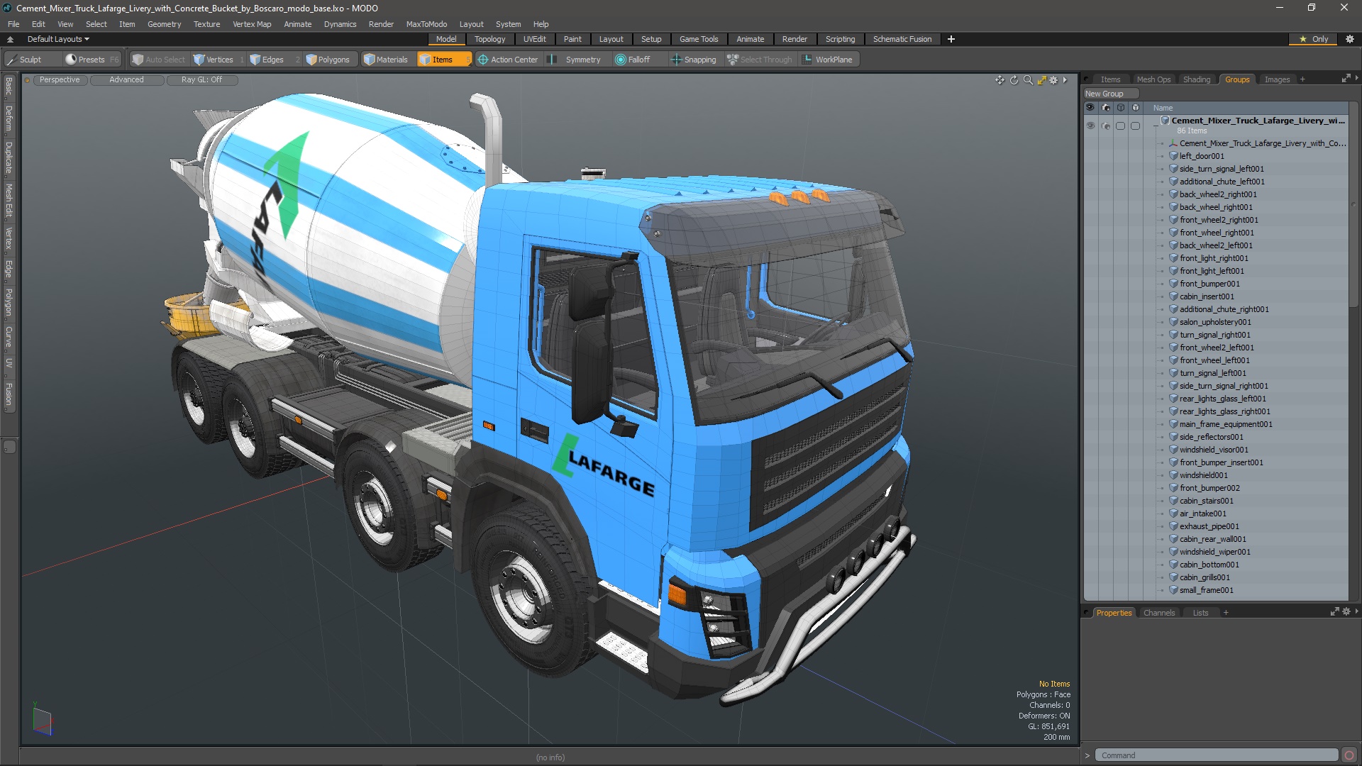 3D model Cement Mixer Truck Lafarge Livery with Concrete Bucket by Boscaro
