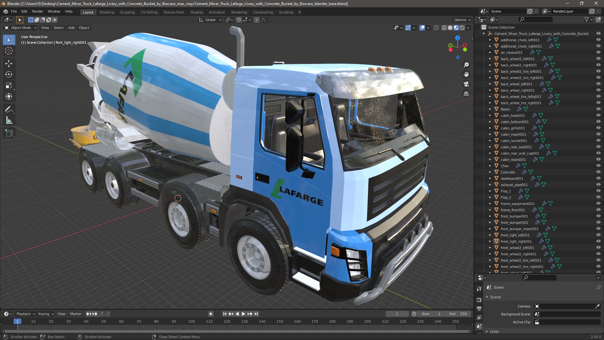 3D model Cement Mixer Truck Lafarge Livery with Concrete Bucket by Boscaro