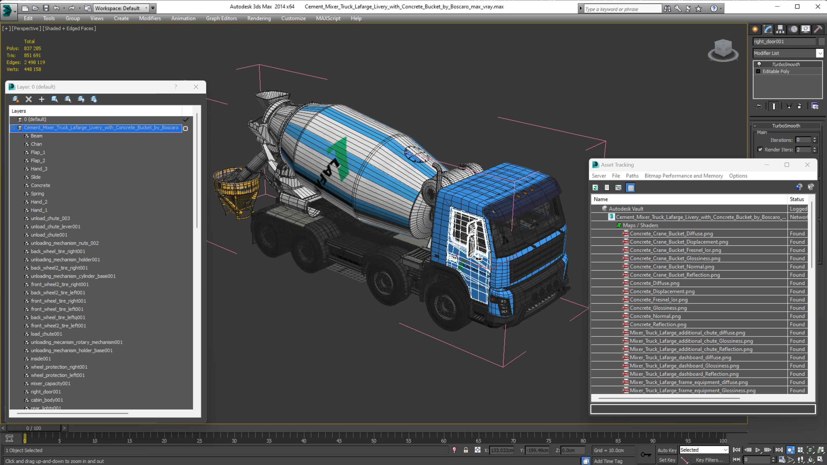 3D model Cement Mixer Truck Lafarge Livery with Concrete Bucket by Boscaro