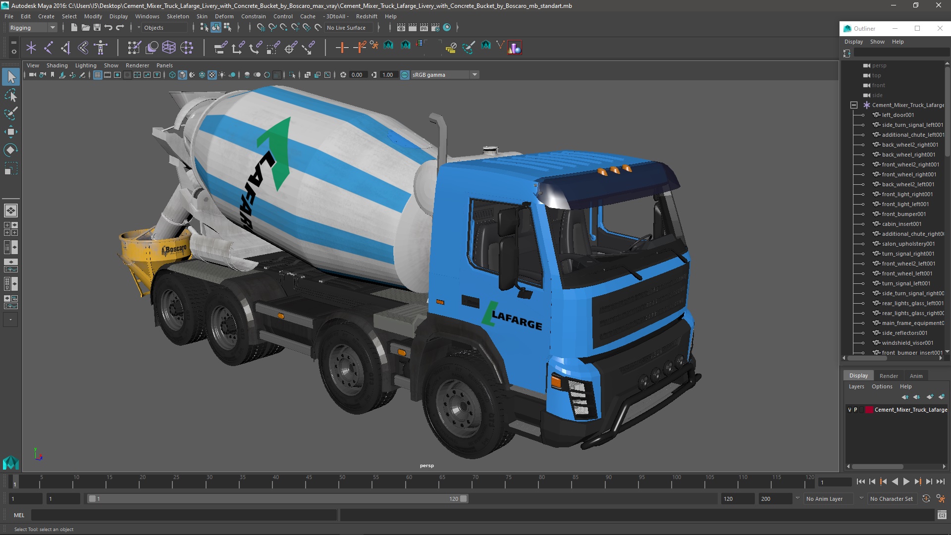 3D model Cement Mixer Truck Lafarge Livery with Concrete Bucket by Boscaro