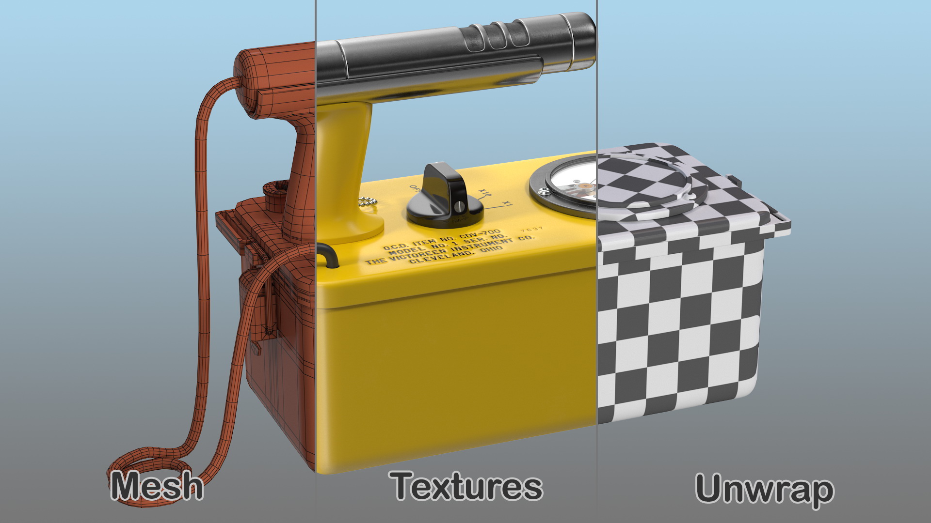 Victoreen CDV 700 Classic Civil Defence Geiger Counter 3D model