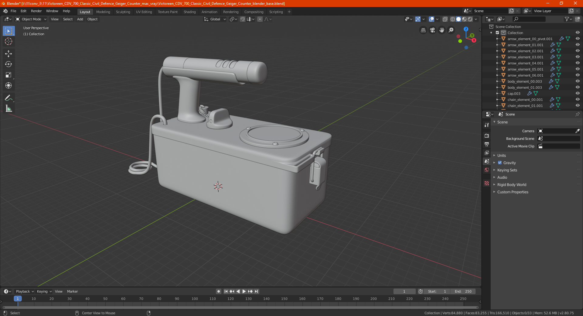 Victoreen CDV 700 Classic Civil Defence Geiger Counter 3D model
