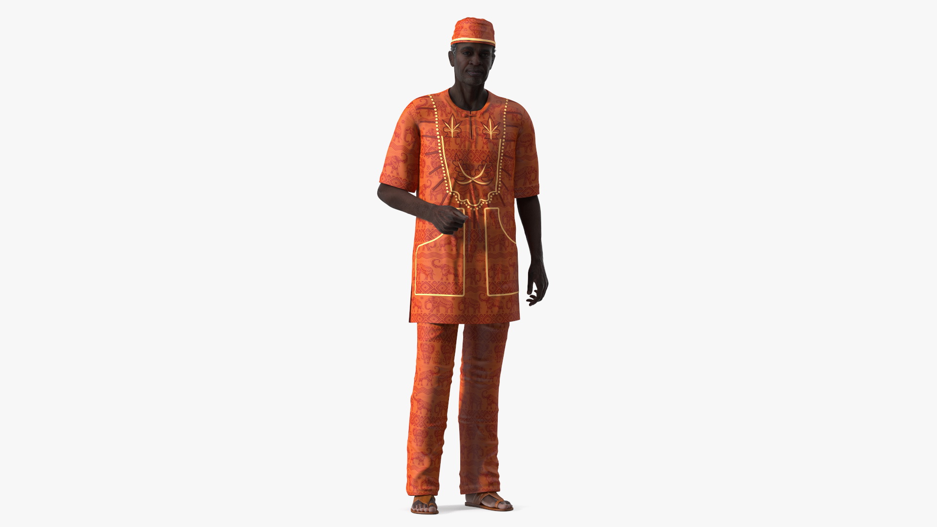 3D Traditional Style Afro American Grandpa Standing model