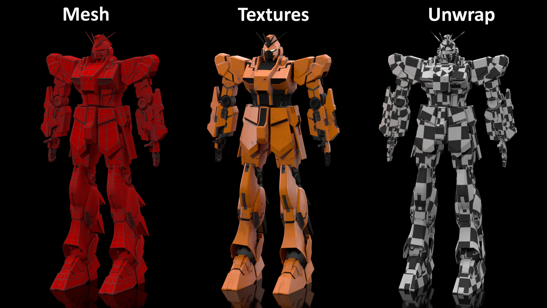 3D Yellow Combat Sci-Fi Robot