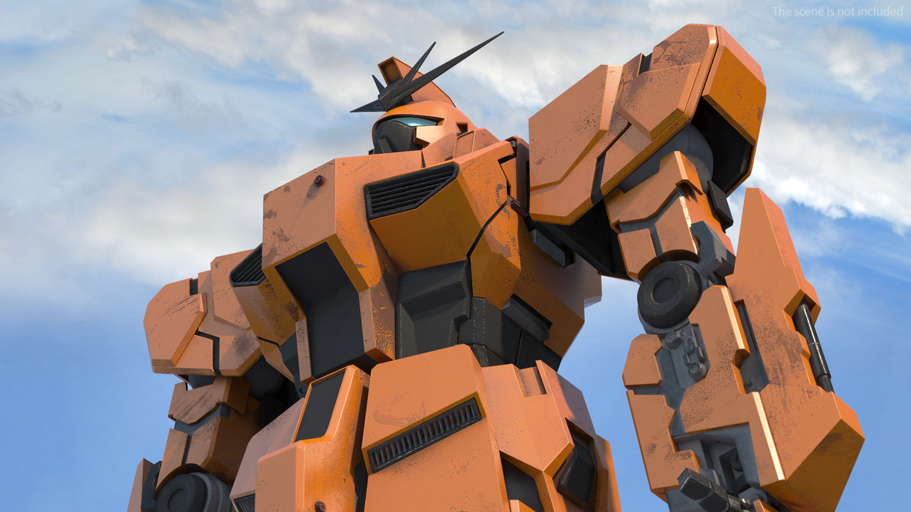 3D Yellow Combat Sci-Fi Robot