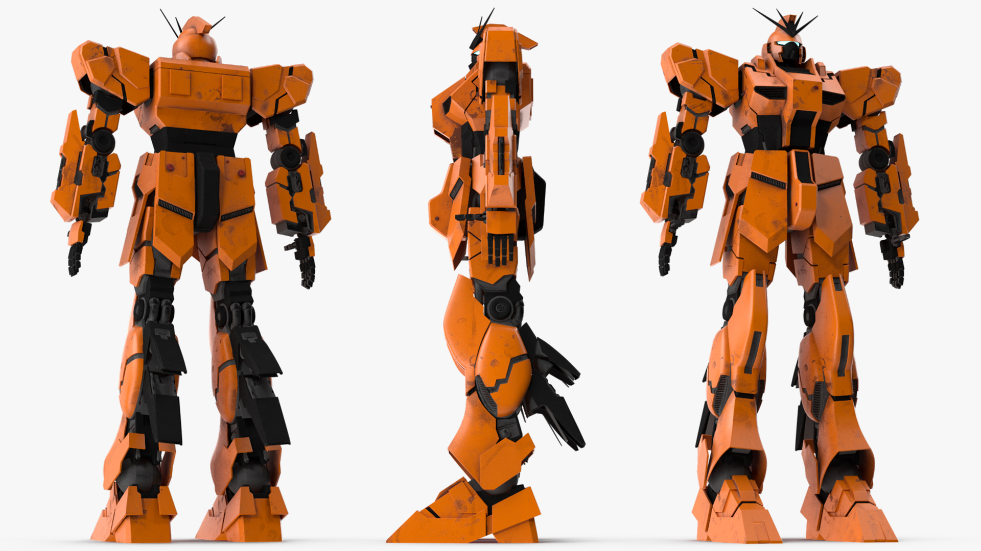 3D Yellow Combat Sci-Fi Robot