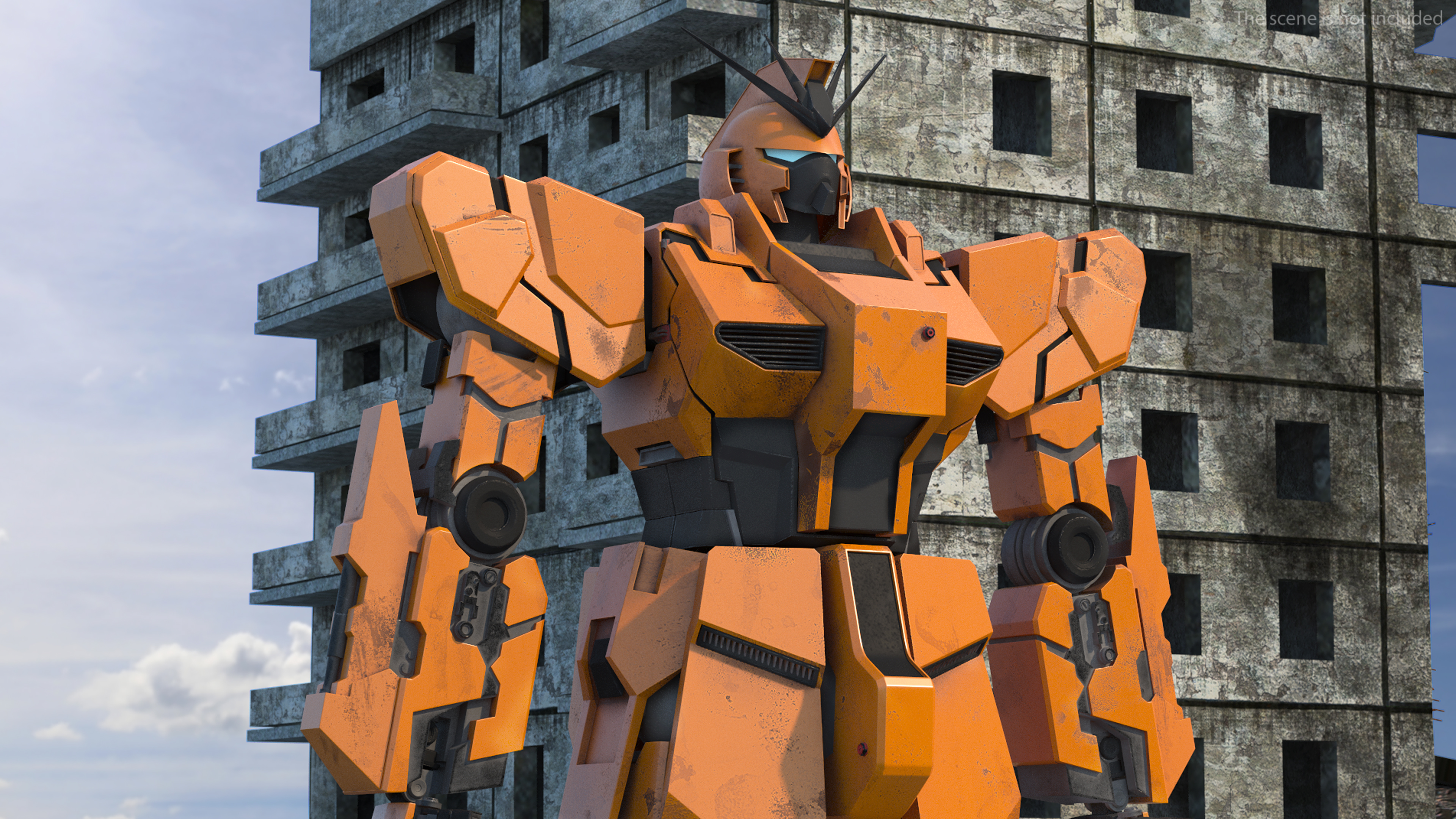3D Yellow Combat Sci-Fi Robot