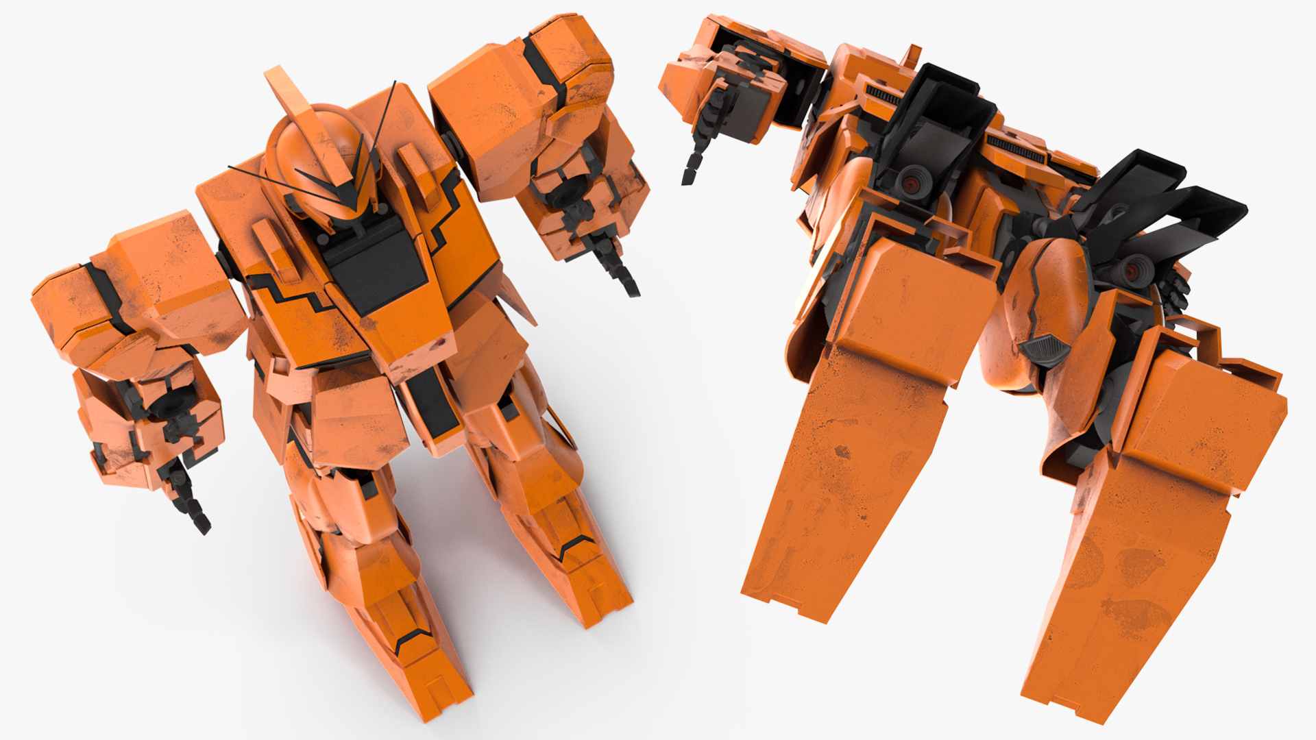 3D Yellow Combat Sci-Fi Robot