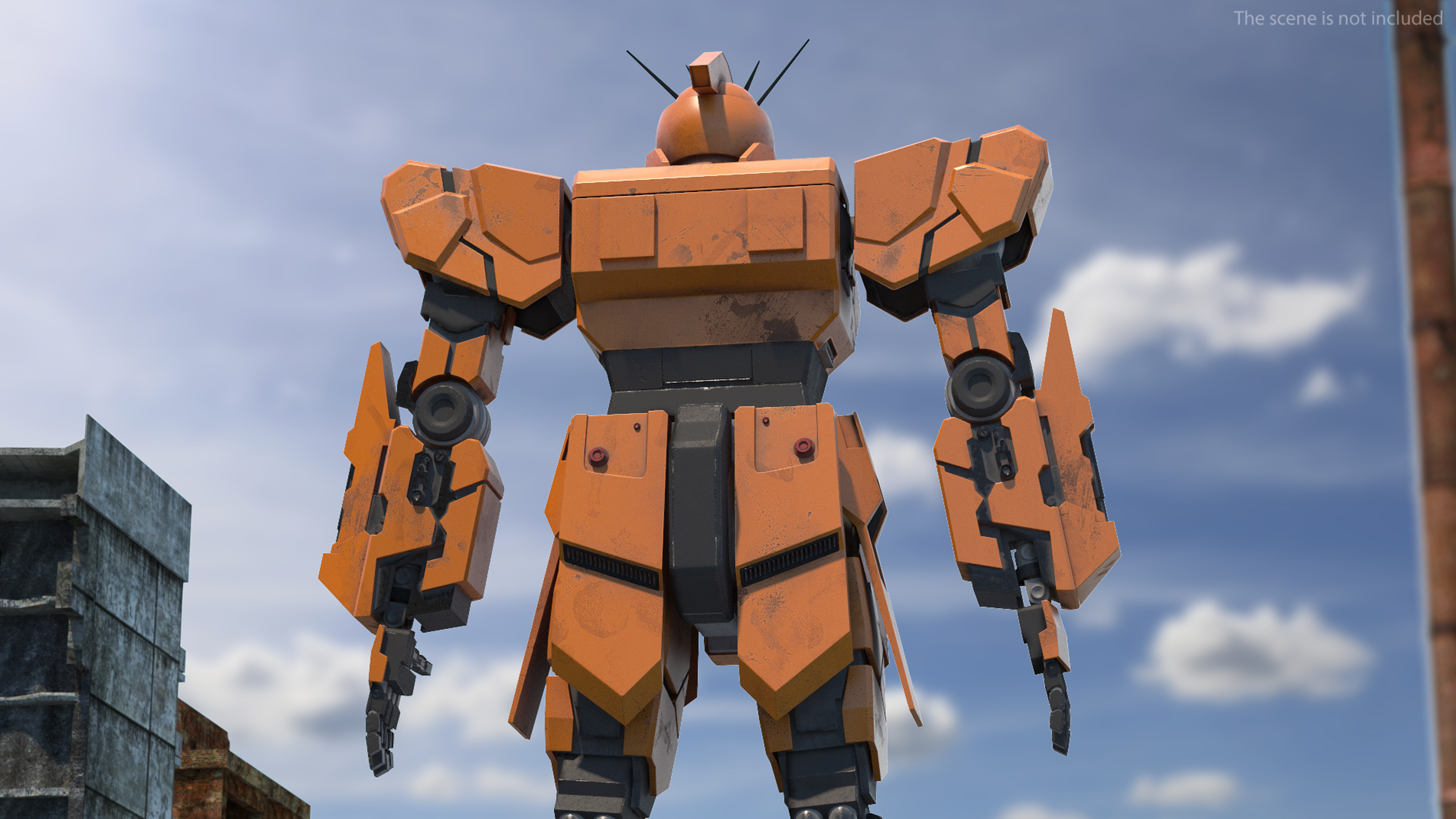 3D Yellow Combat Sci-Fi Robot