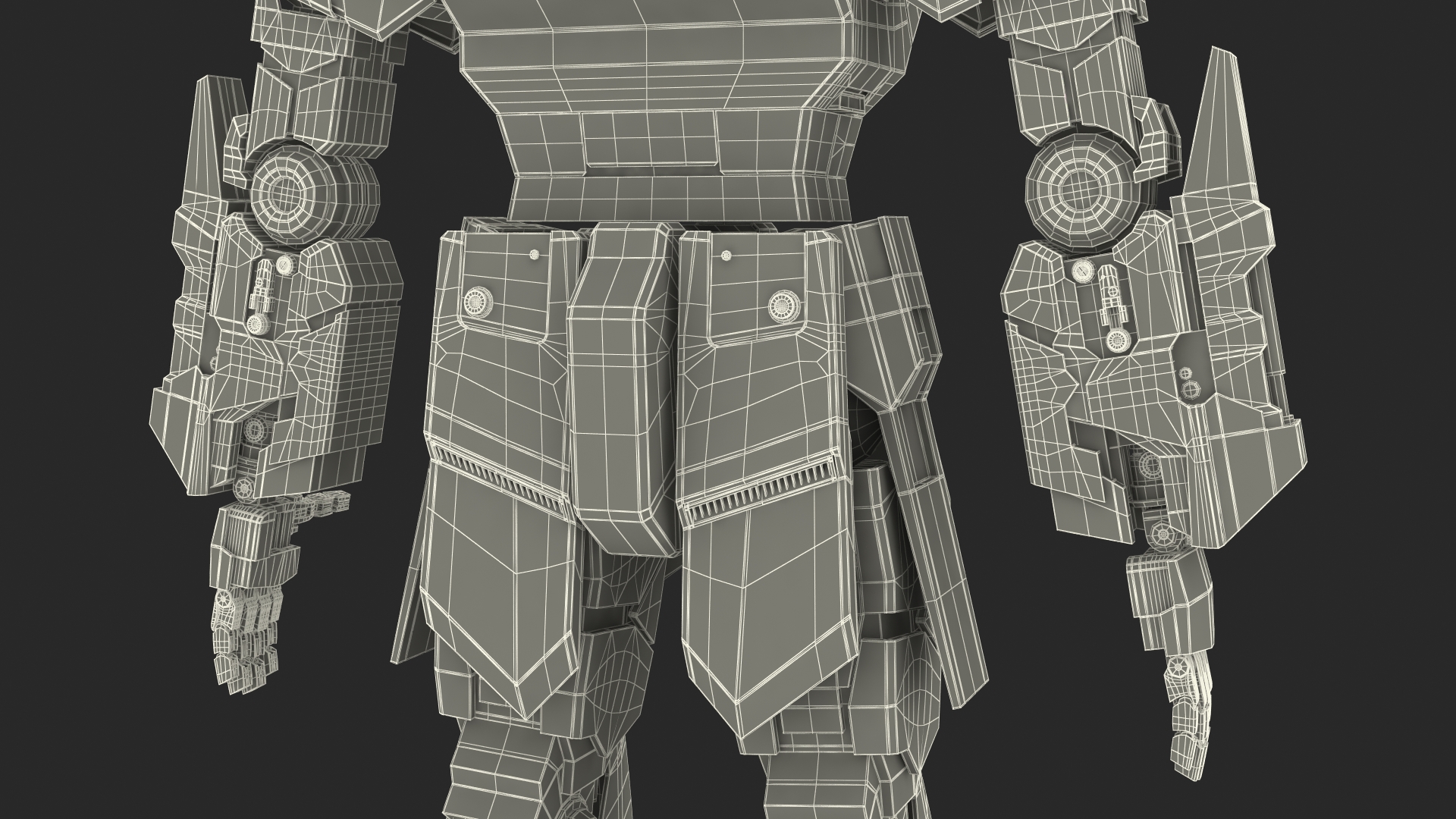 3D Yellow Combat Sci-Fi Robot