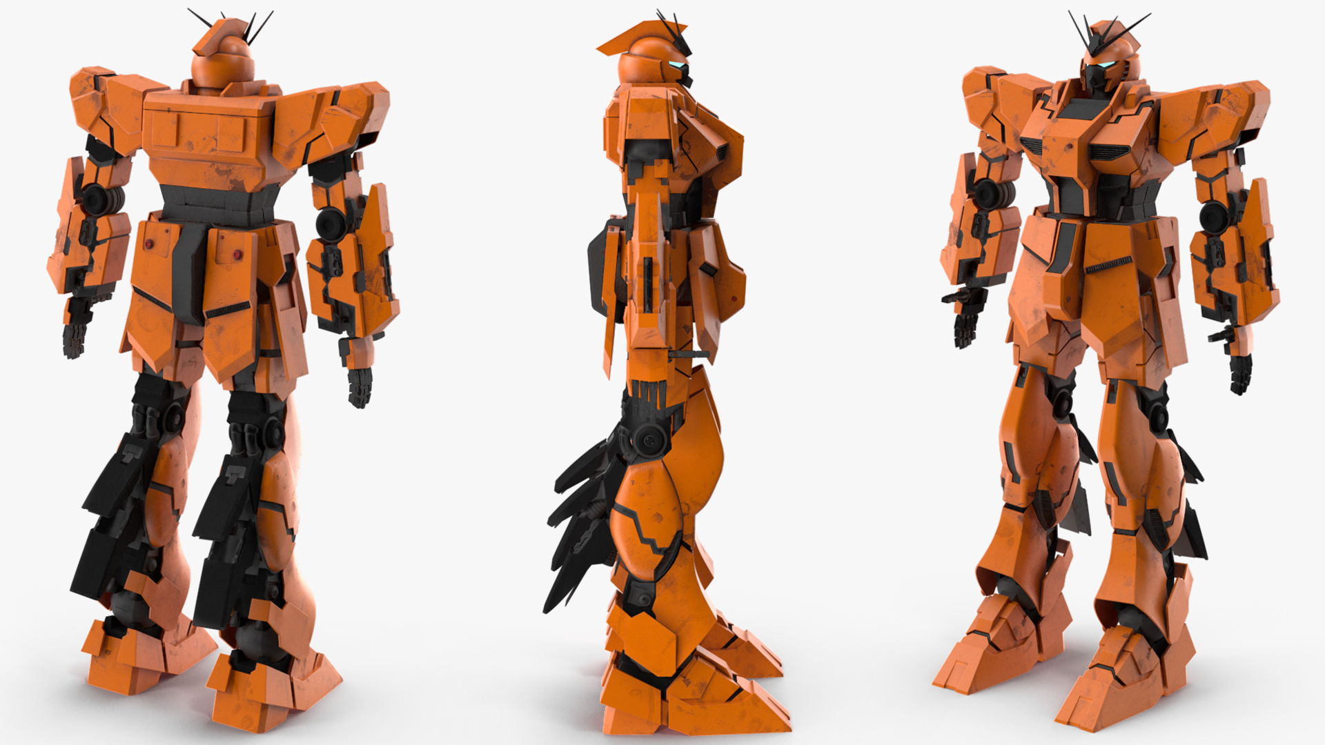 3D Yellow Combat Sci-Fi Robot