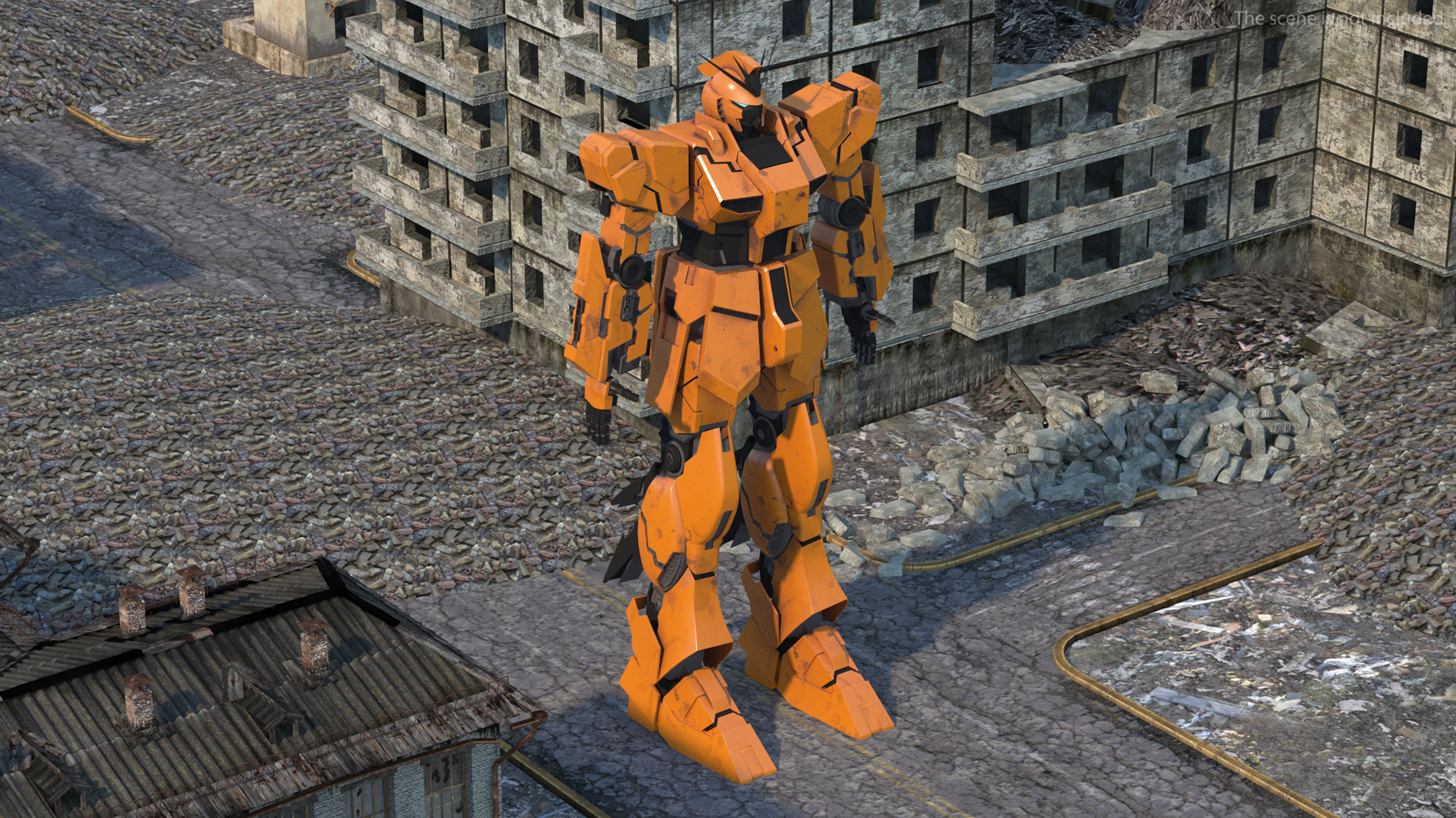 3D Yellow Combat Sci-Fi Robot