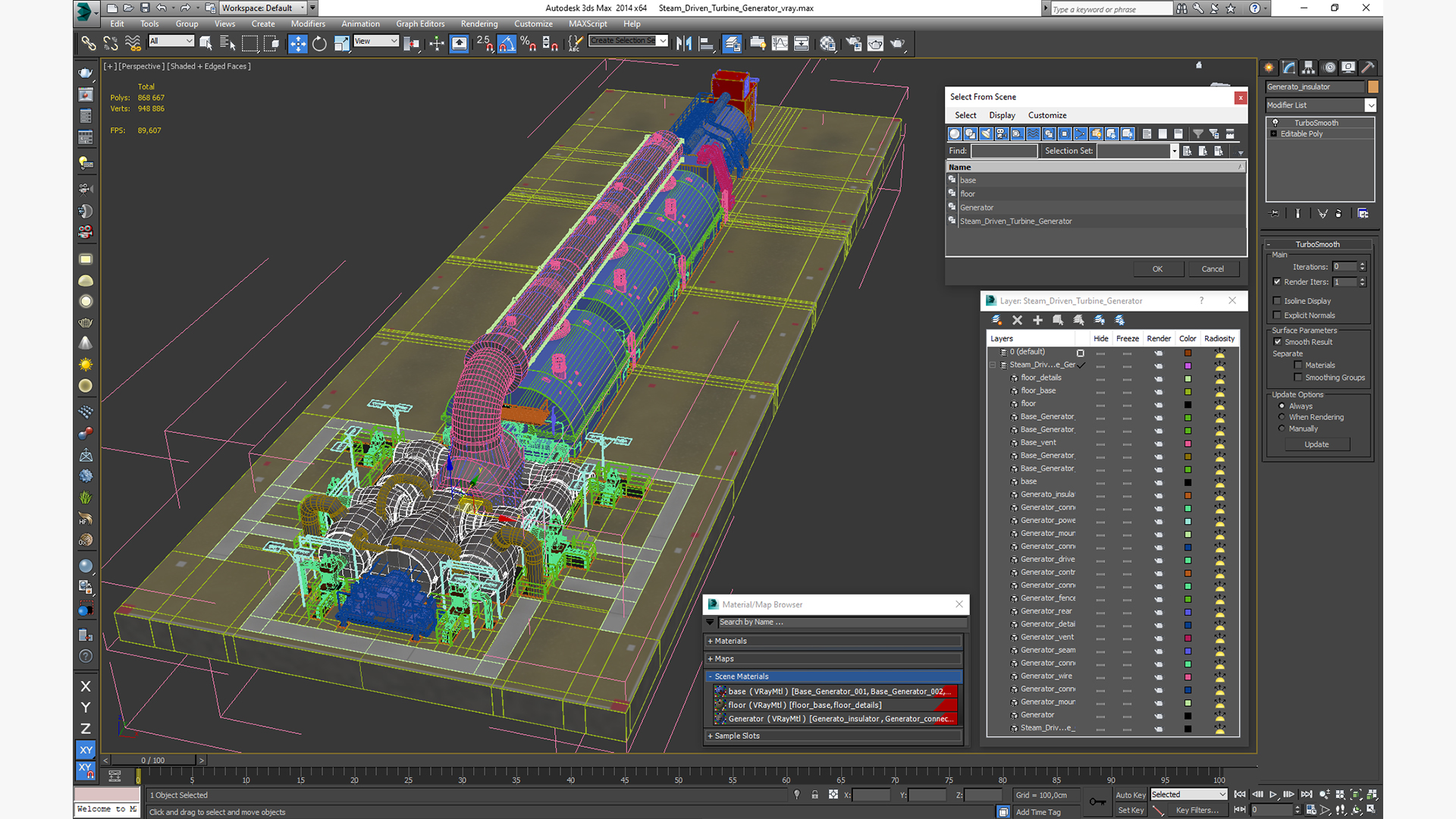 3D model Steam Driven Turbine Generator