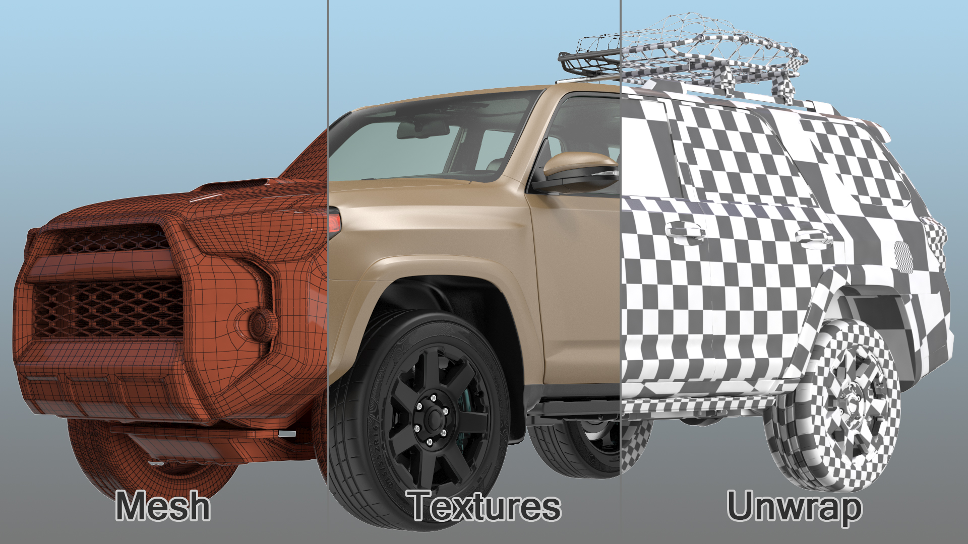 SUV 4x4 with Roof Basket 3D model