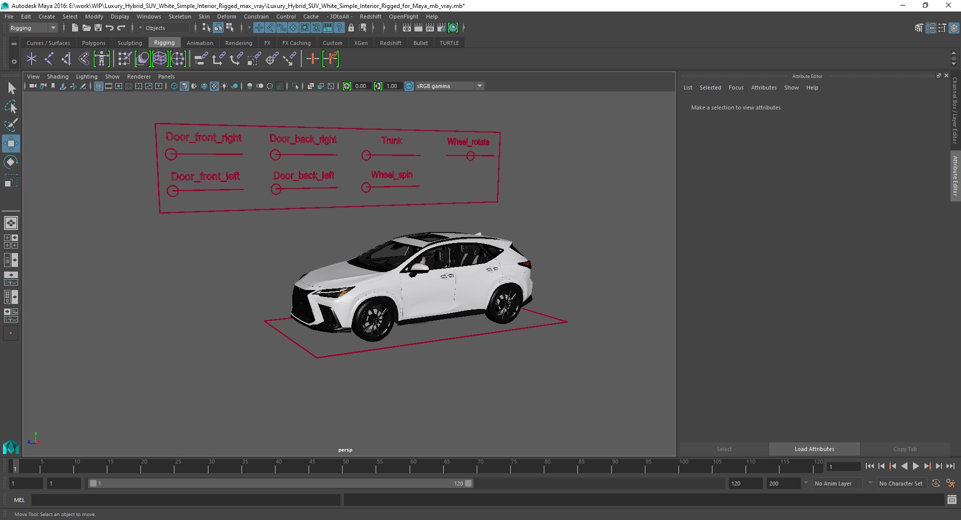 3D model Luxury Hybrid SUV White Simple Interior Rigged for Maya