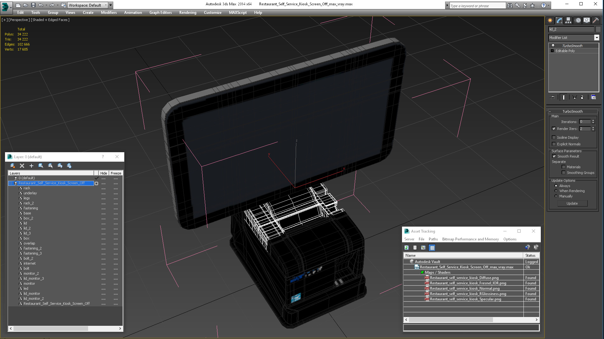 3D model Restaurant Self Service Kiosk Screen Off