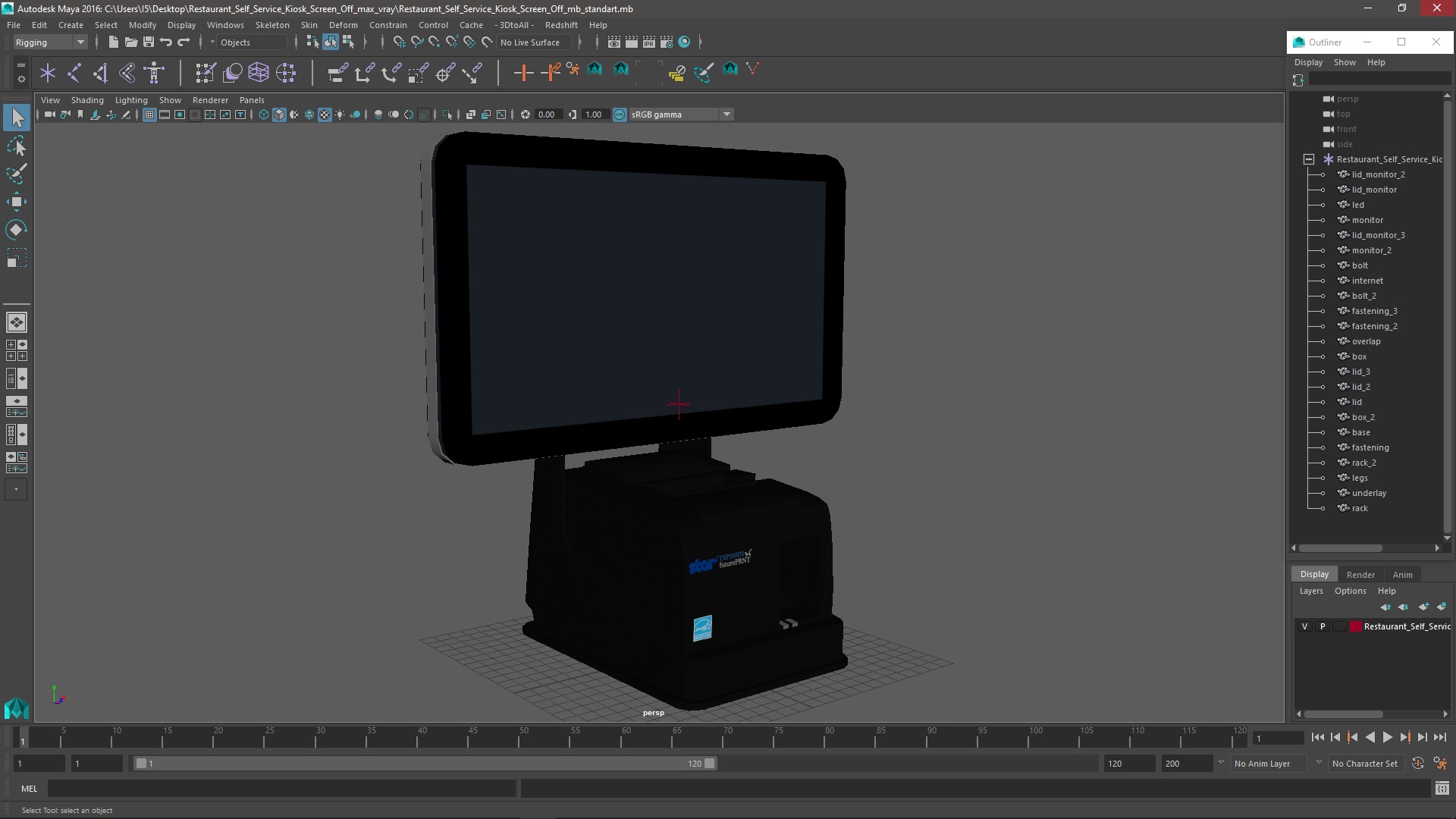3D model Restaurant Self Service Kiosk Screen Off