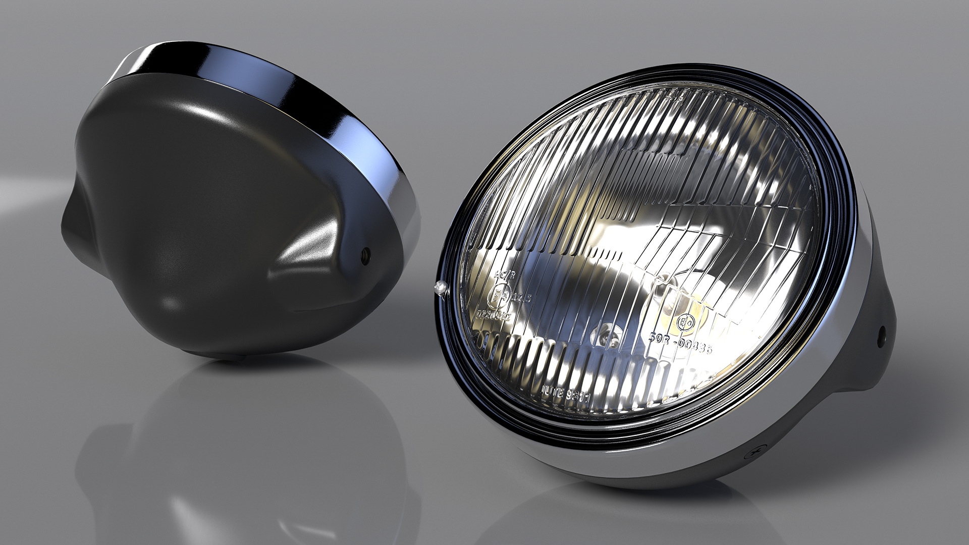 3D Motorcycle Headlight White