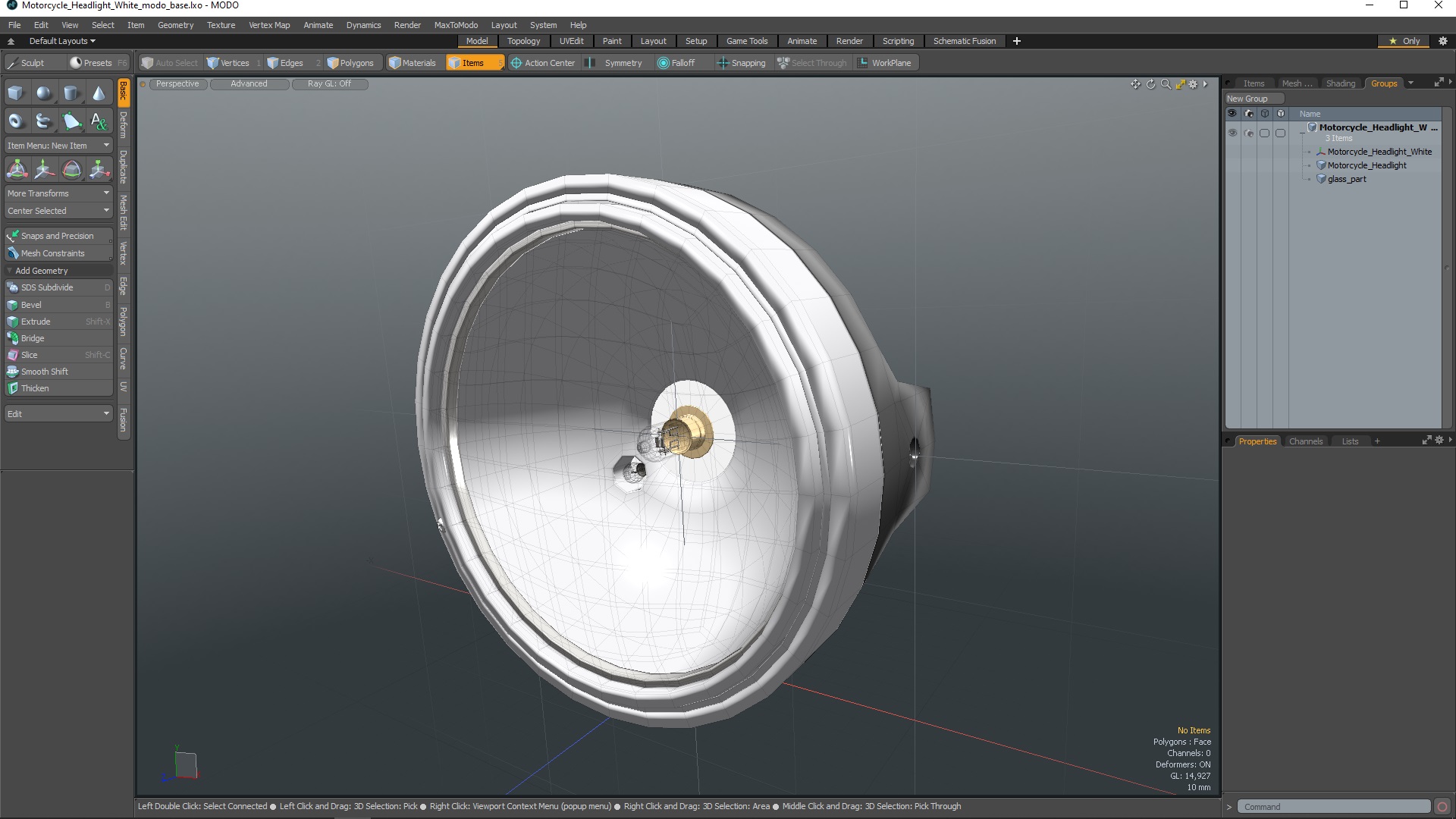 3D Motorcycle Headlight White