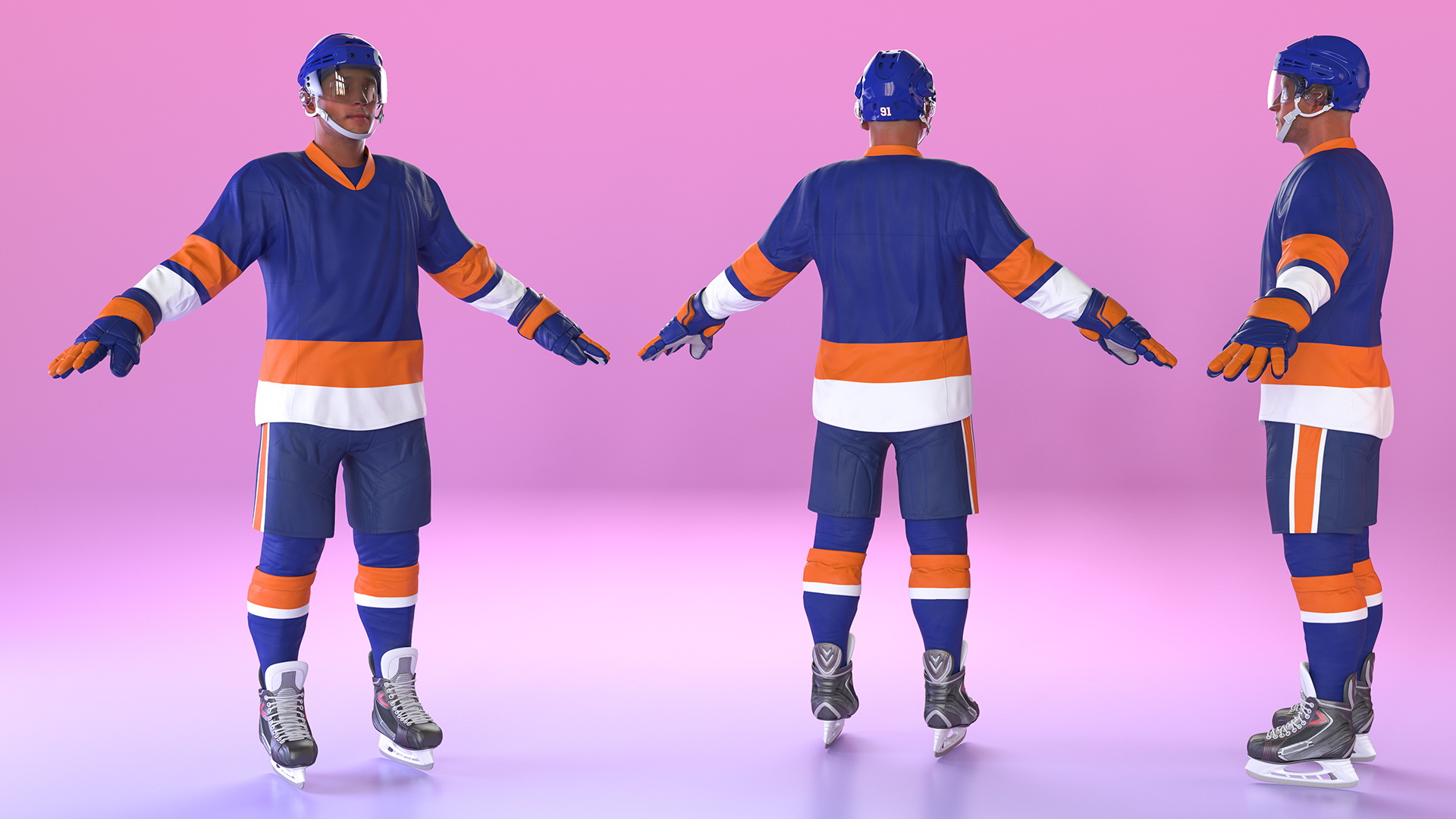 3D Hockey Player Blue model