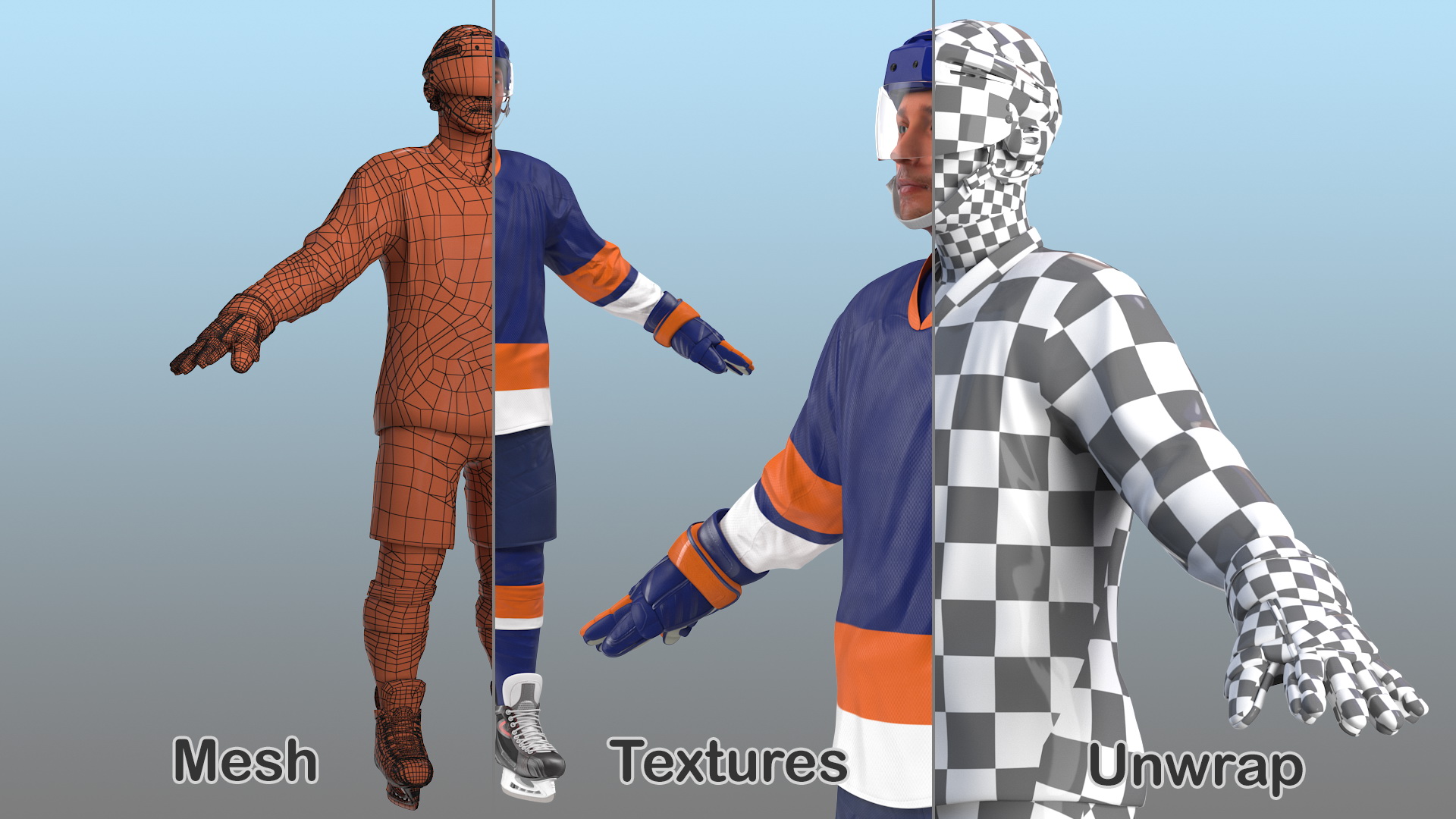 3D Hockey Player Blue model