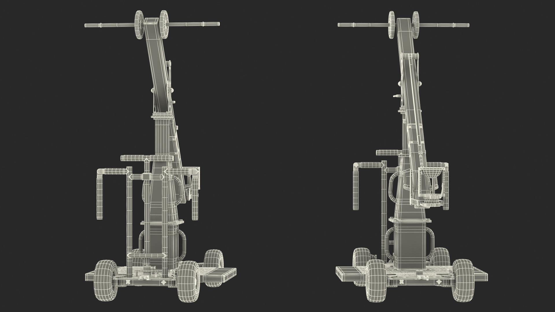 3D Dolly 4x4 with Mini Crane Rigged for Modo