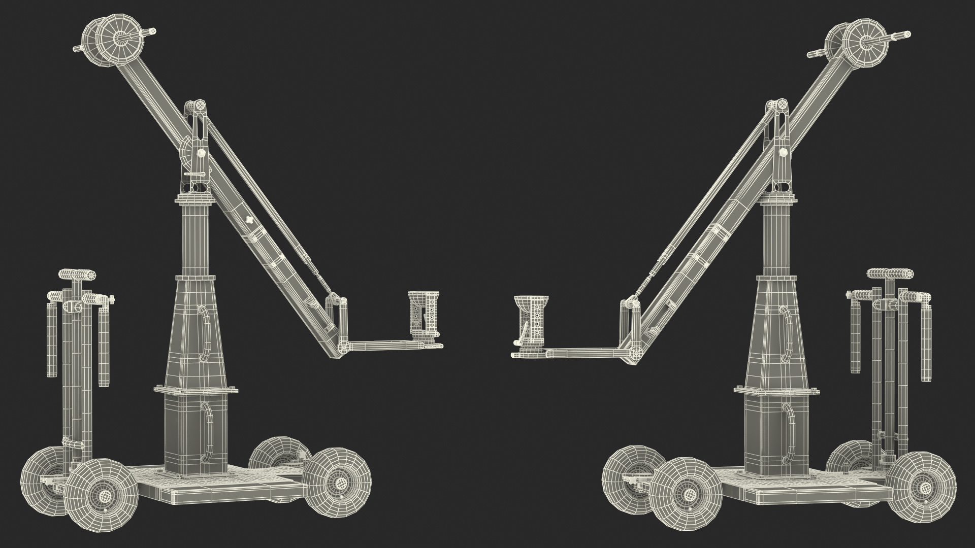 3D Dolly 4x4 with Mini Crane Rigged for Modo