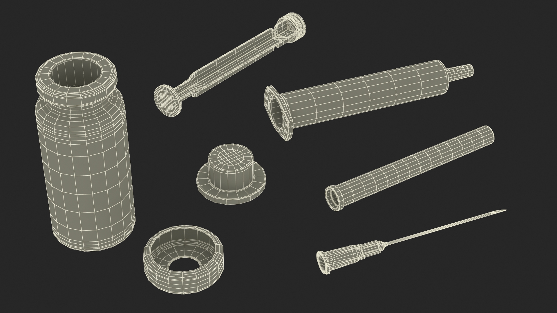 Glass Serum Vial with Syringe 3D model