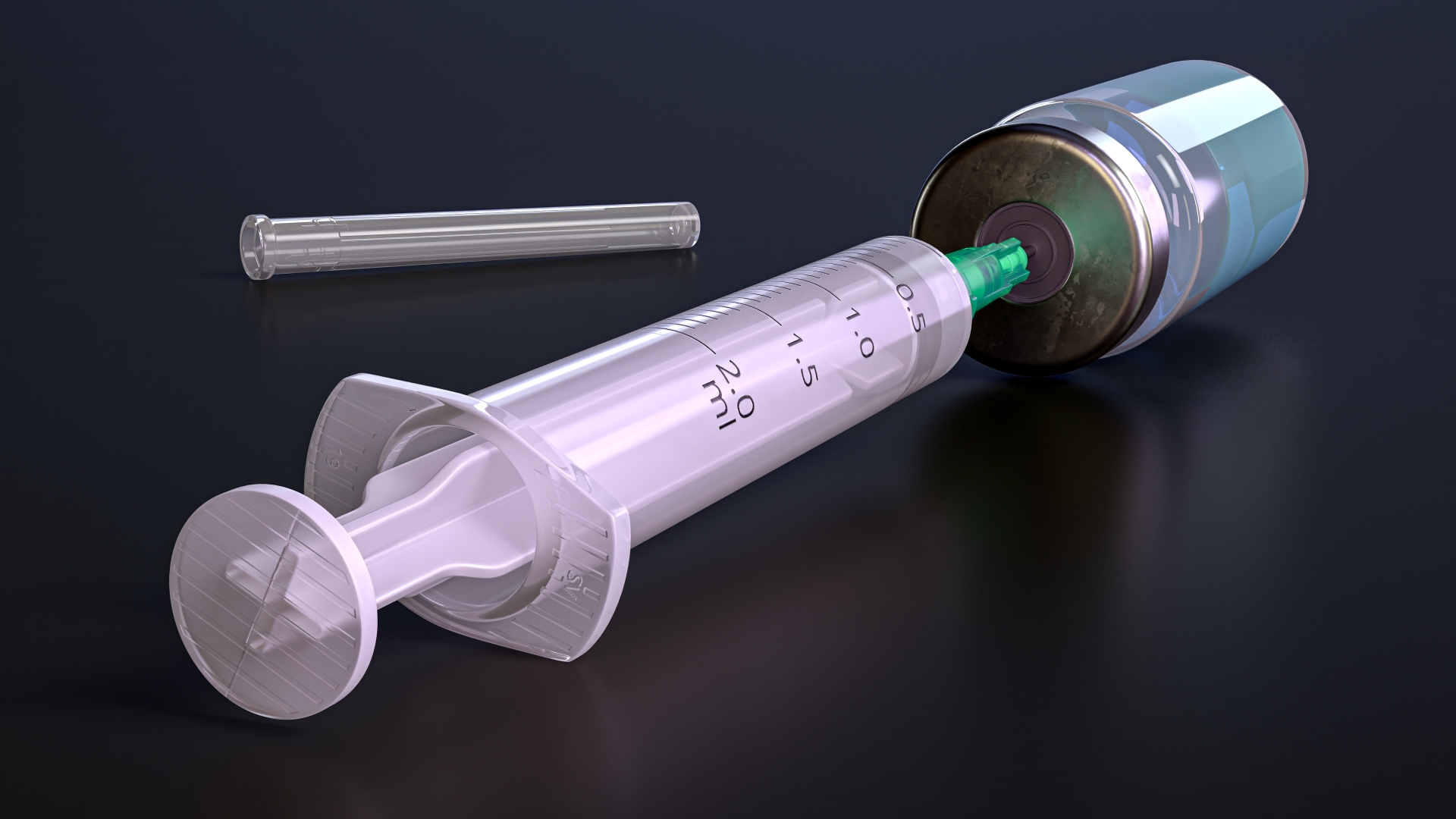 Glass Serum Vial with Syringe 3D model
