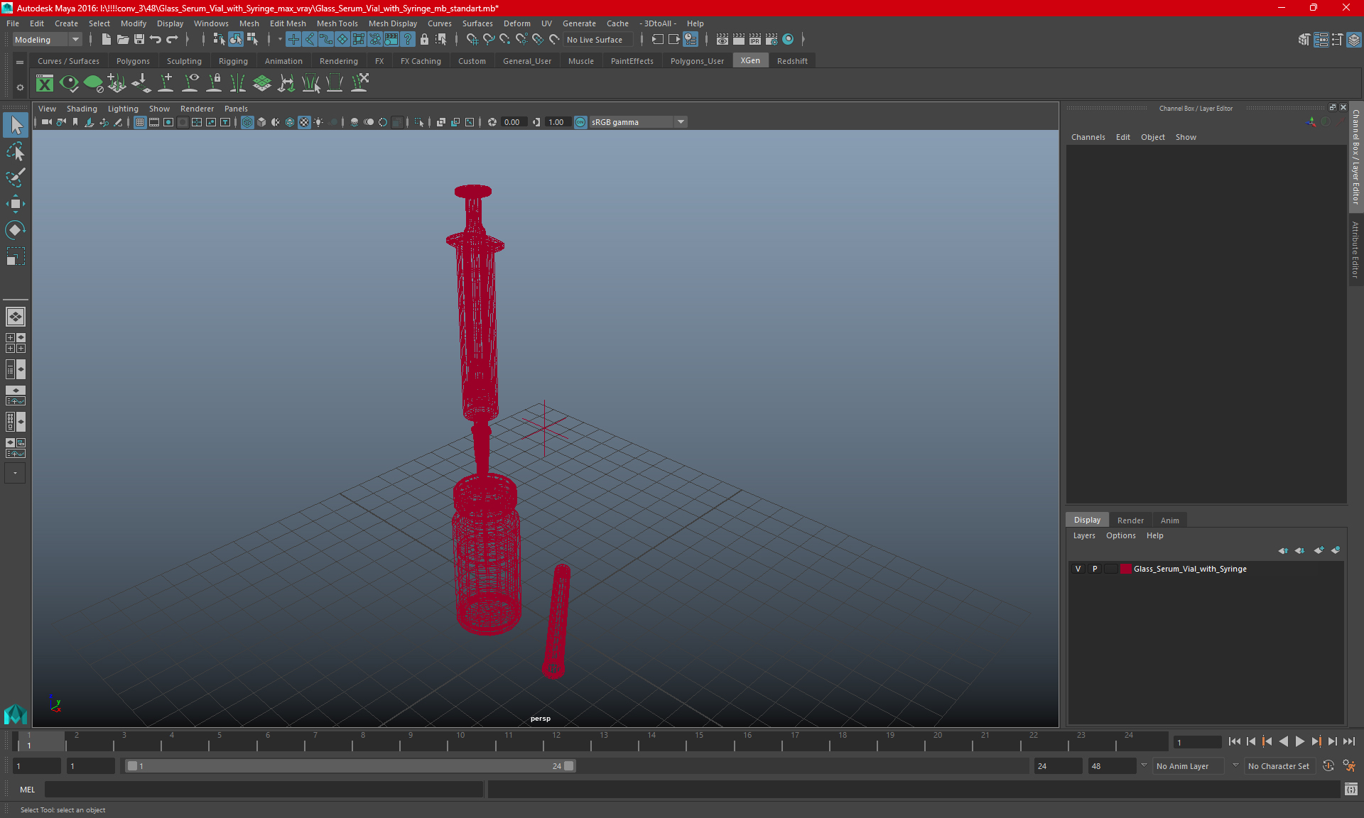 Glass Serum Vial with Syringe 3D model