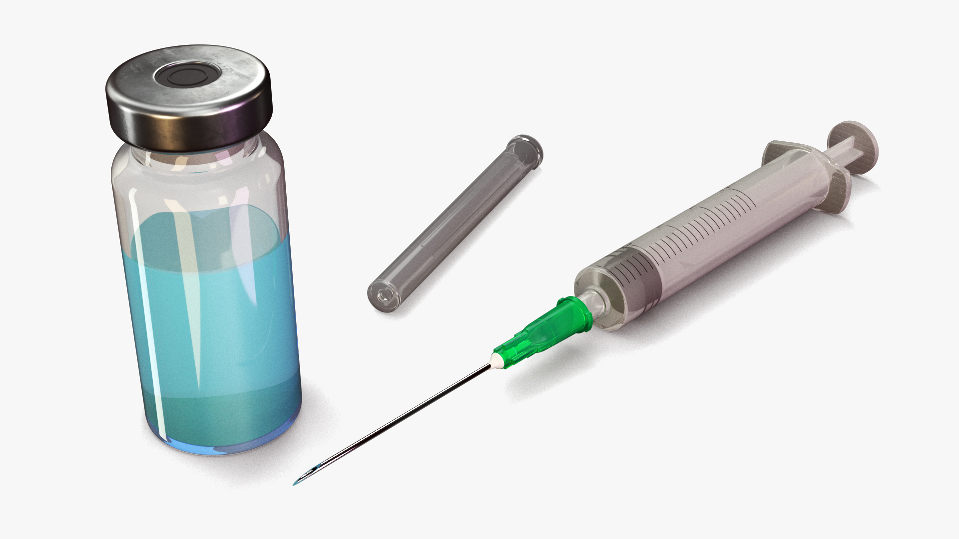 Glass Serum Vial with Syringe 3D model