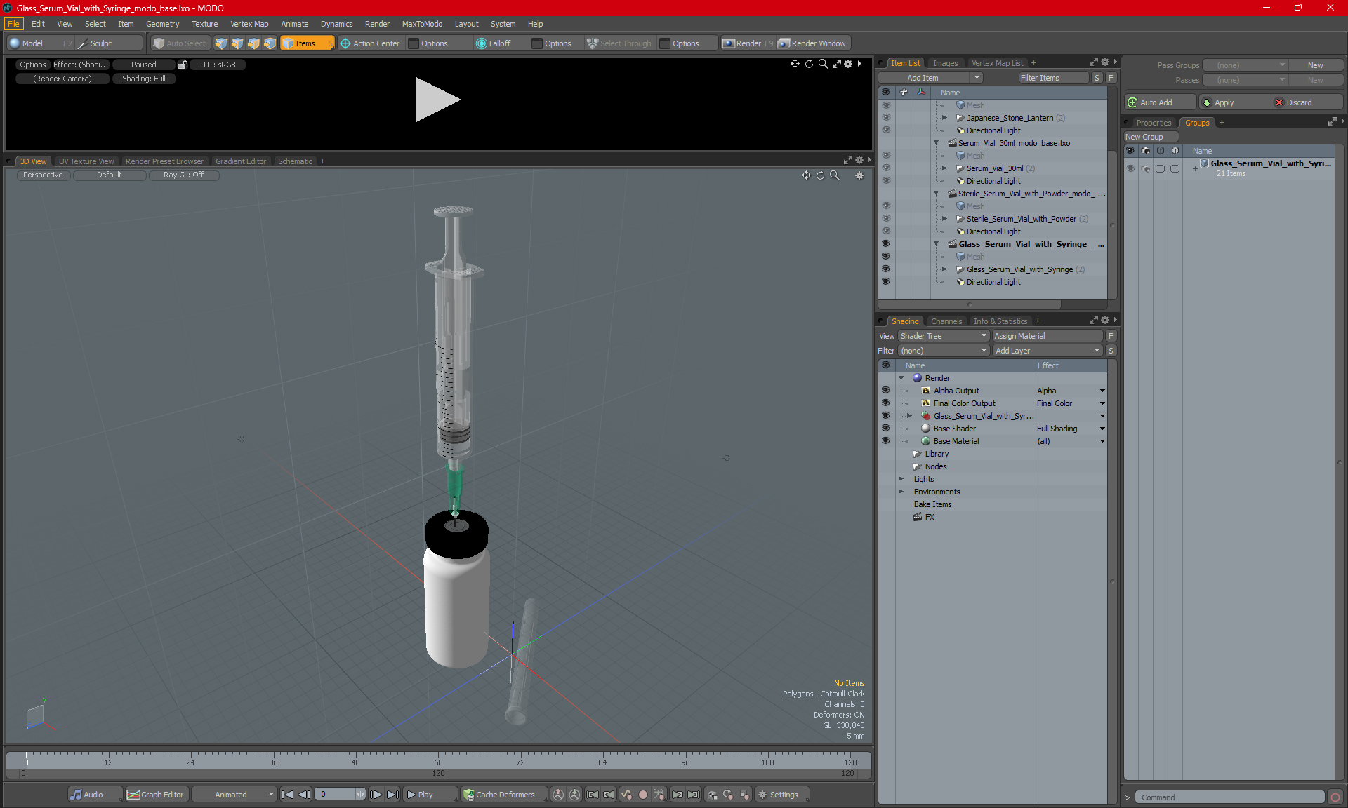 Glass Serum Vial with Syringe 3D model
