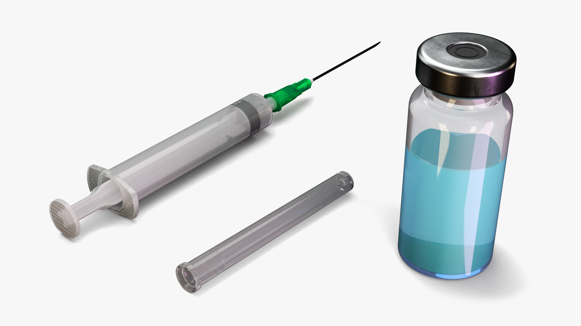 Glass Serum Vial with Syringe 3D model