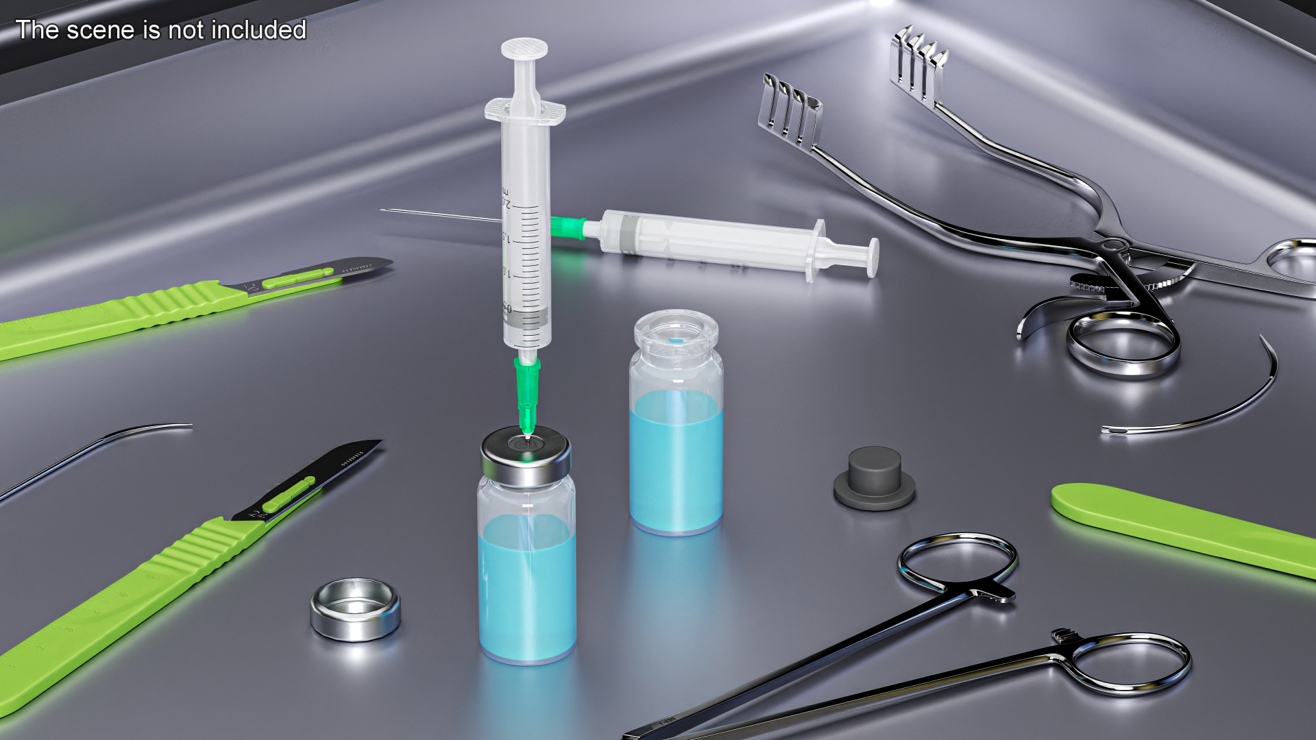 Glass Serum Vial with Syringe 3D model