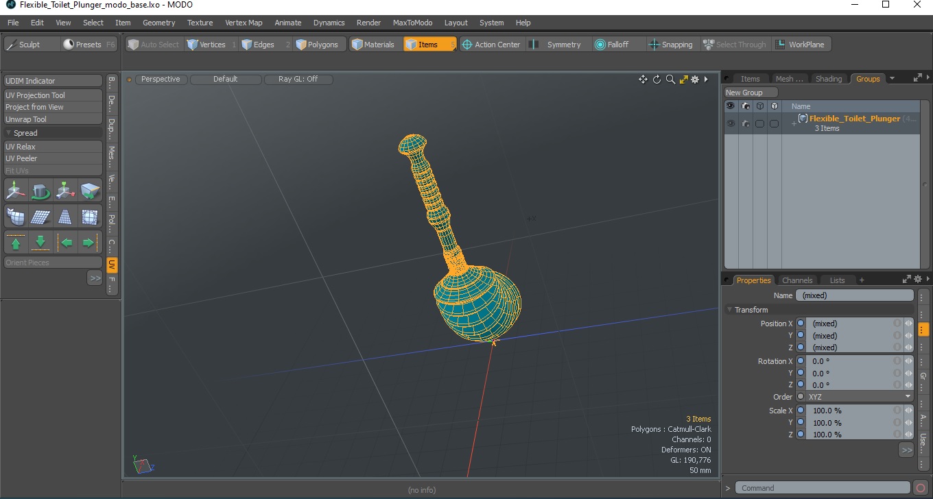 3D Flexible Toilet Plunger model