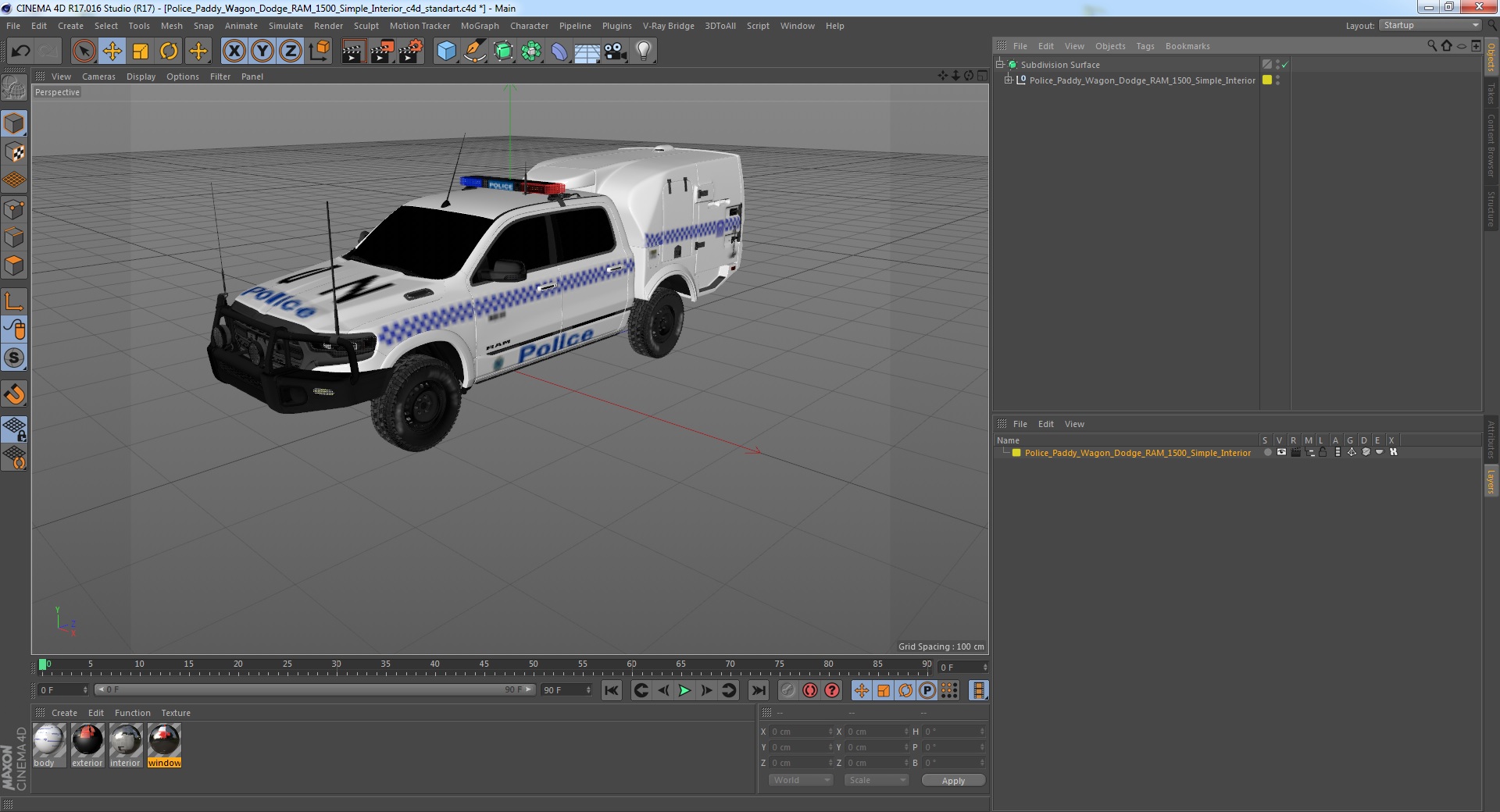 Police Paddy Wagon Dodge RAM 1500 Simple Interior 3D model