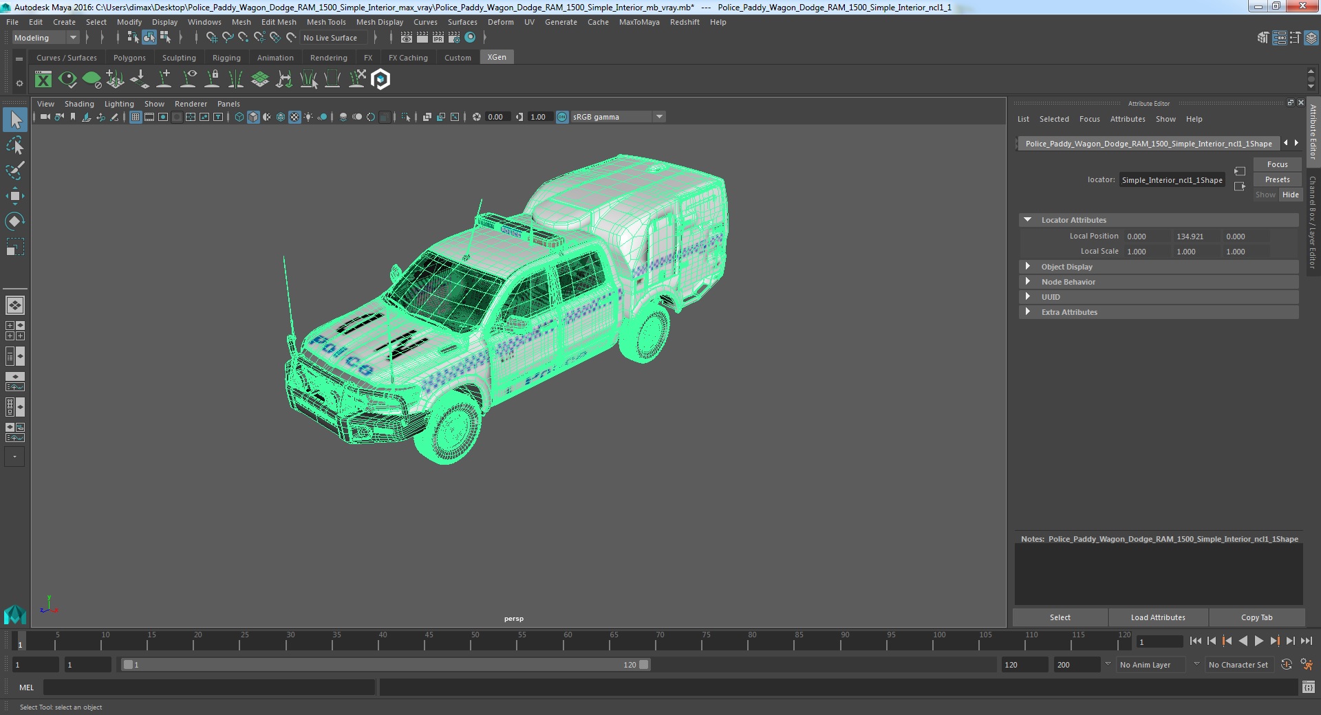 Police Paddy Wagon Dodge RAM 1500 Simple Interior 3D model