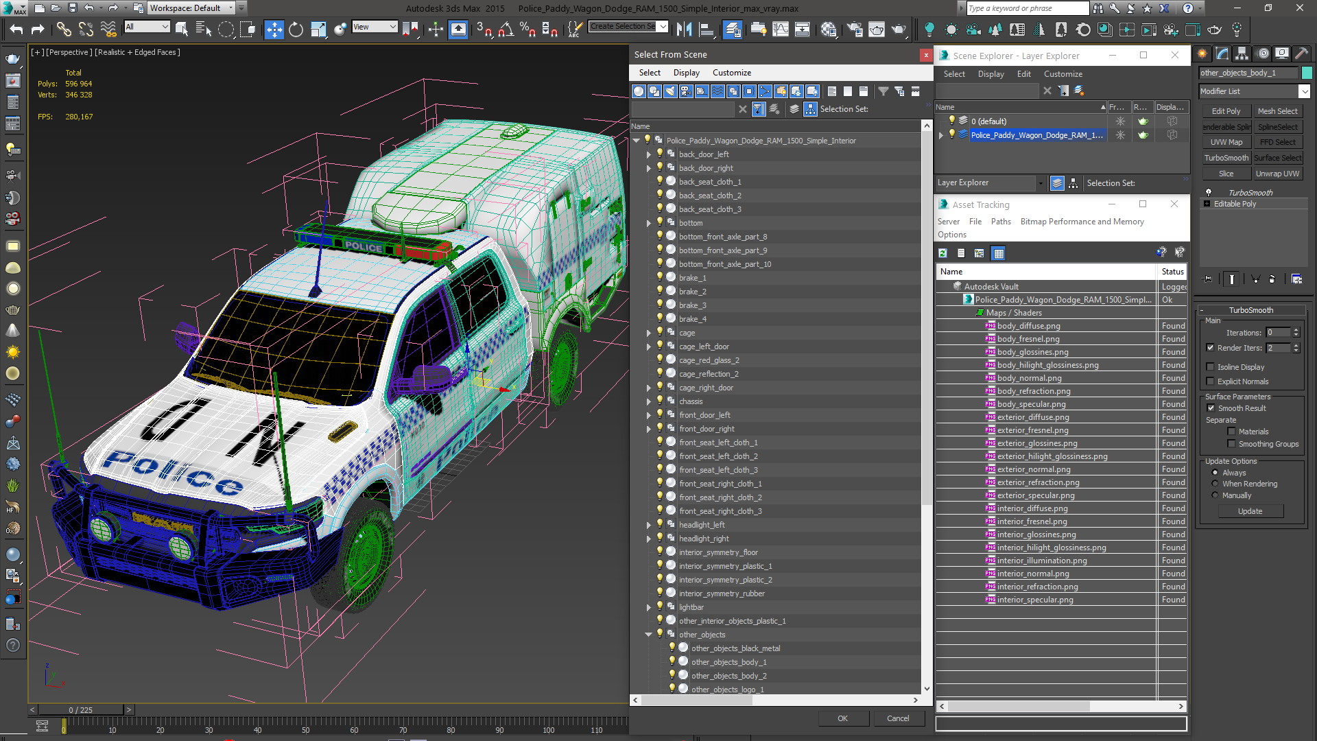 Police Paddy Wagon Dodge RAM 1500 Simple Interior 3D model