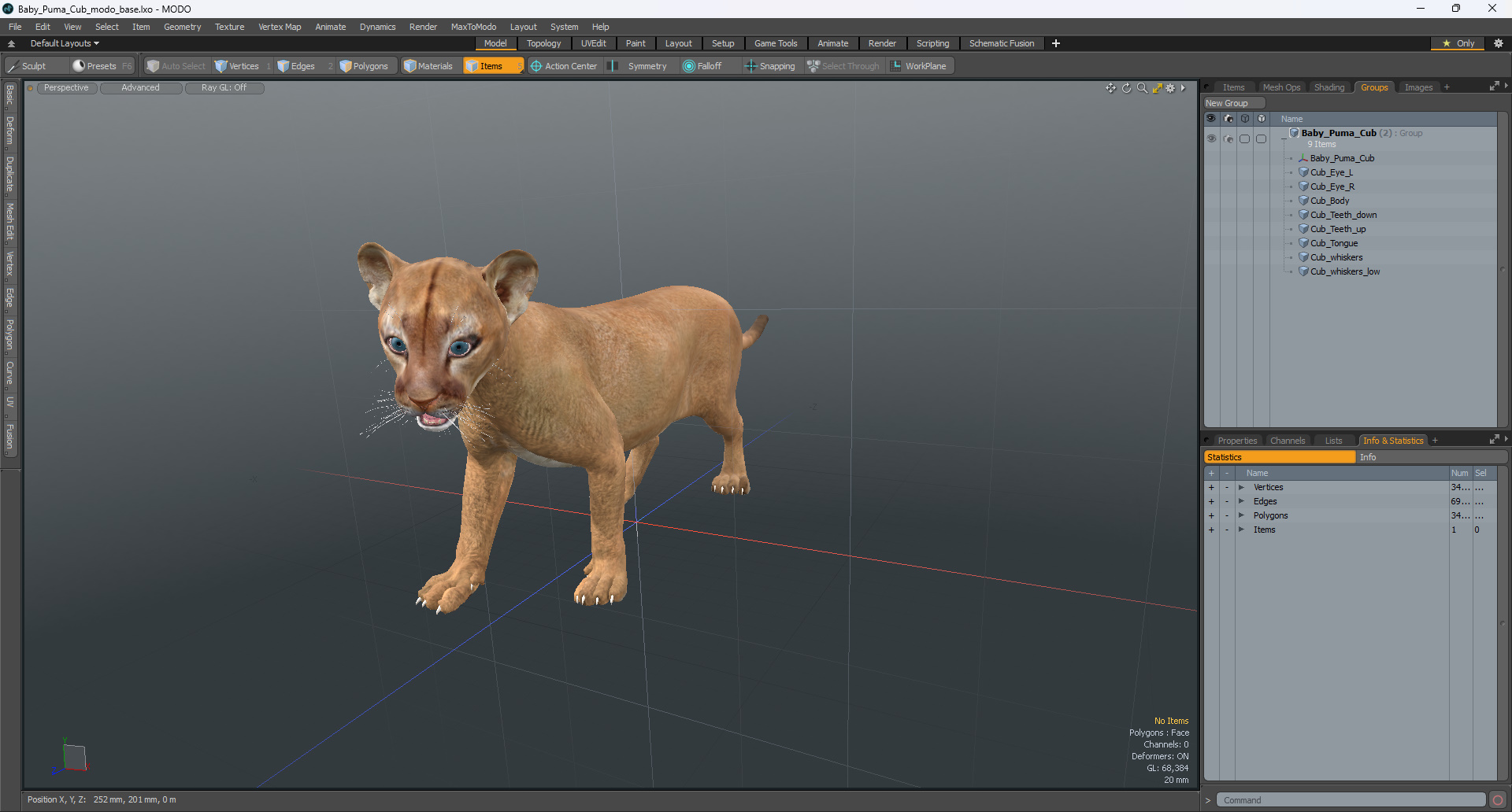3D Baby Puma Cub model