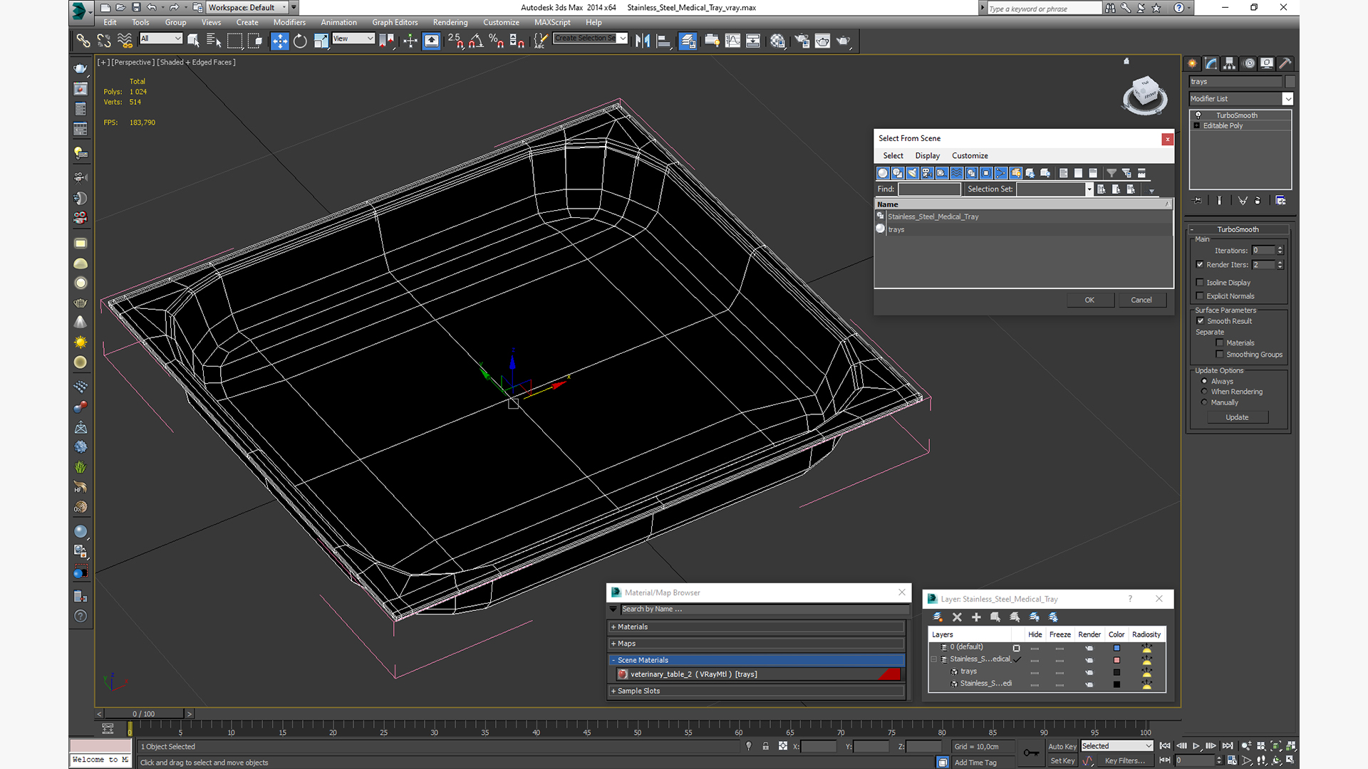 3D Stainless Steel Medical Tray model