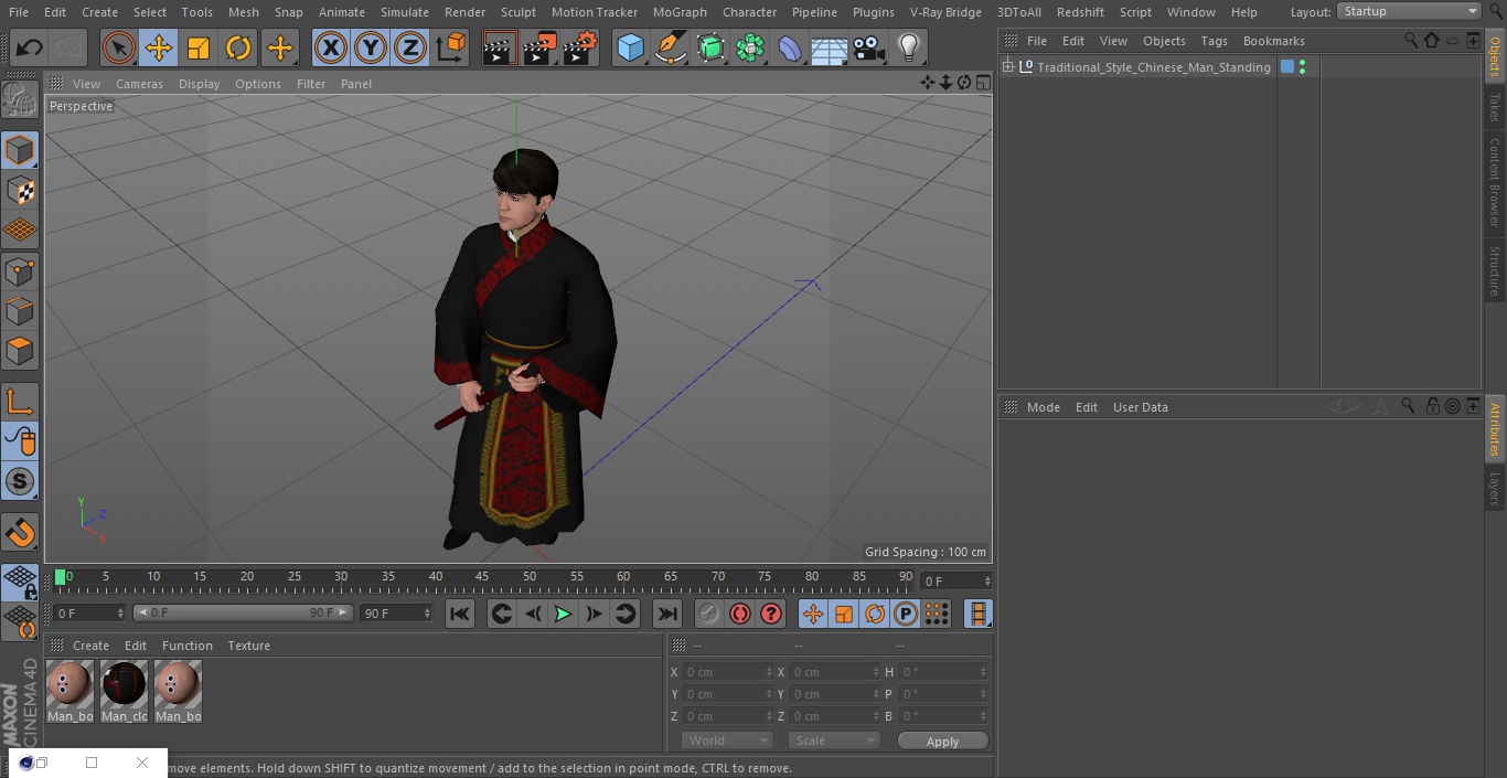 3D Traditional Style Chinese Man Standing model