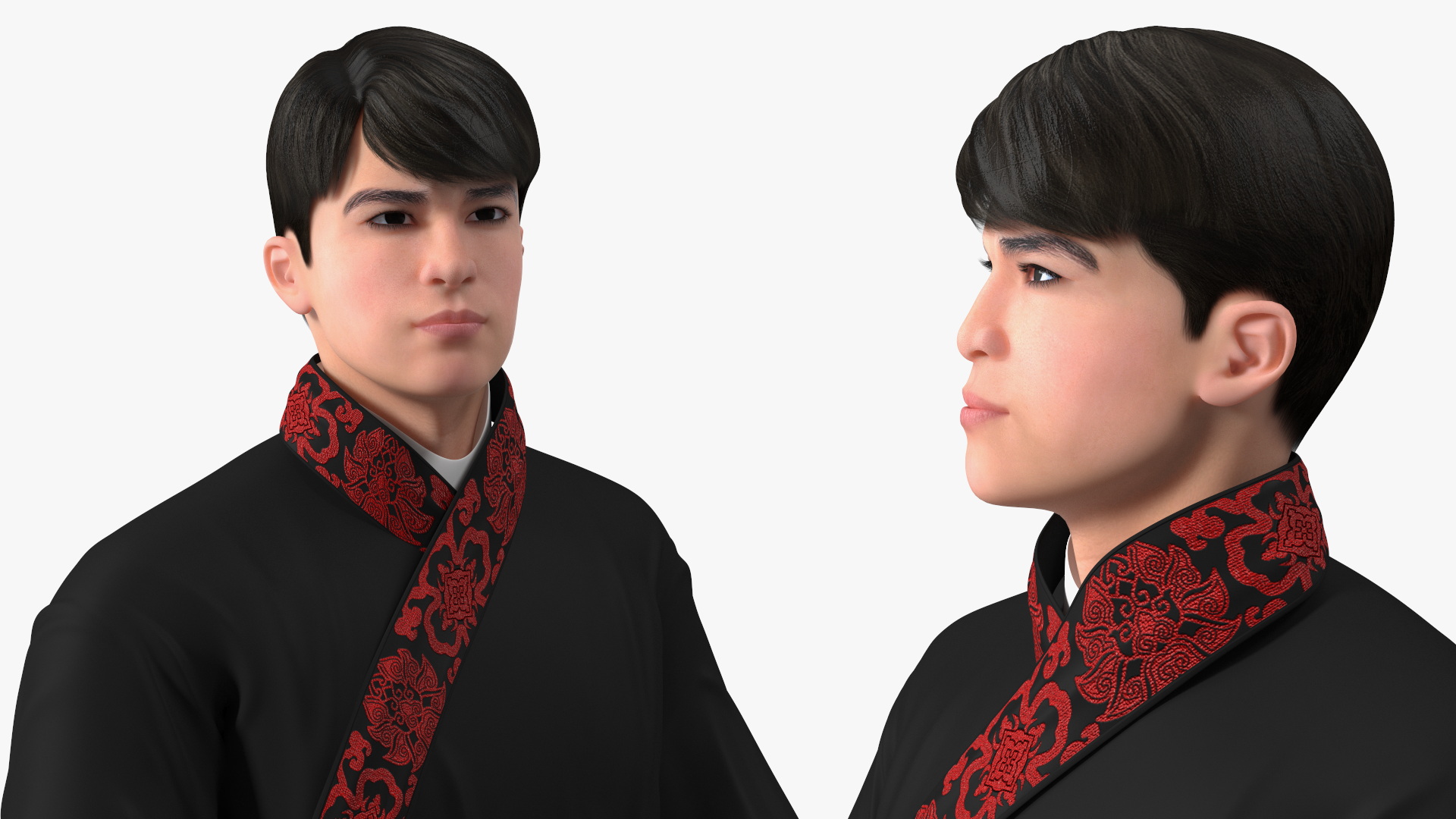 3D Traditional Style Chinese Man Standing model