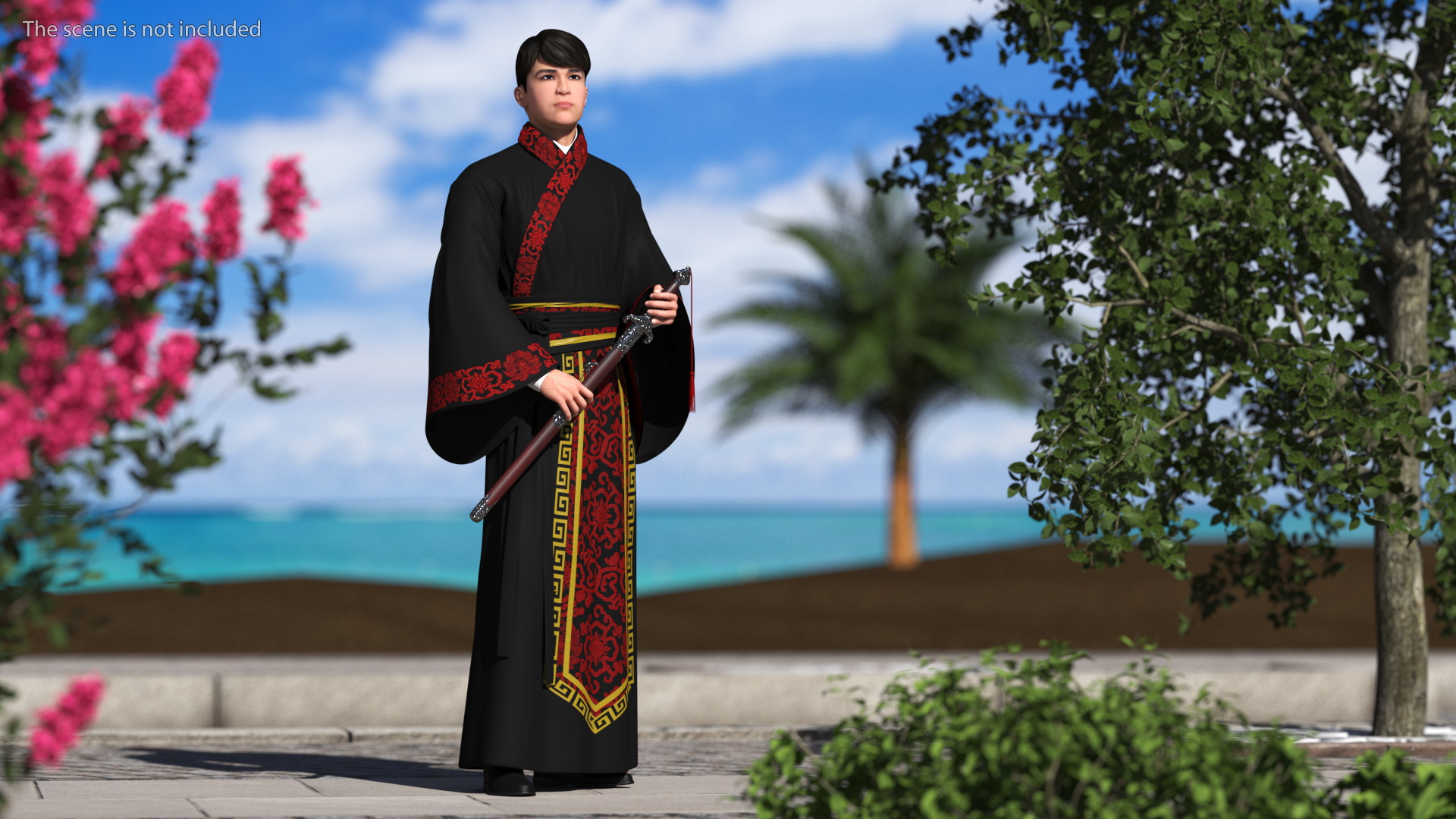 3D Traditional Style Chinese Man Standing model