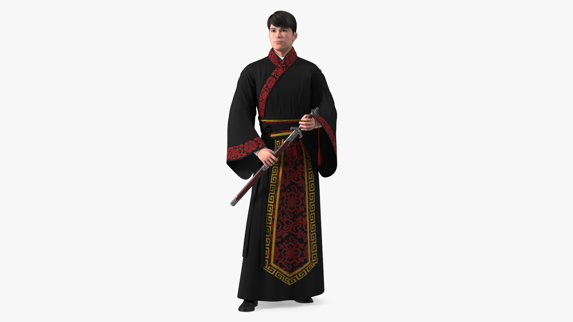 3D Traditional Style Chinese Man Standing model