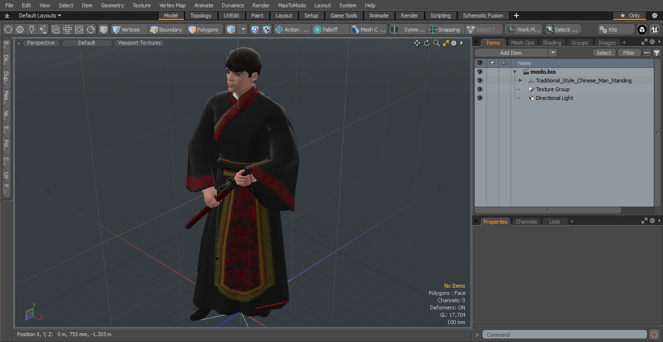 3D Traditional Style Chinese Man Standing model