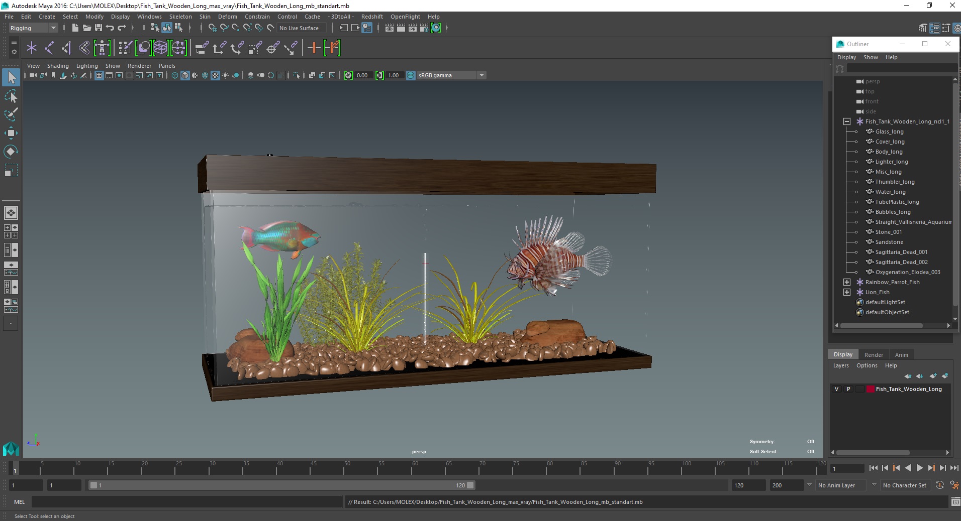 3D Fish Tank Wooden Long