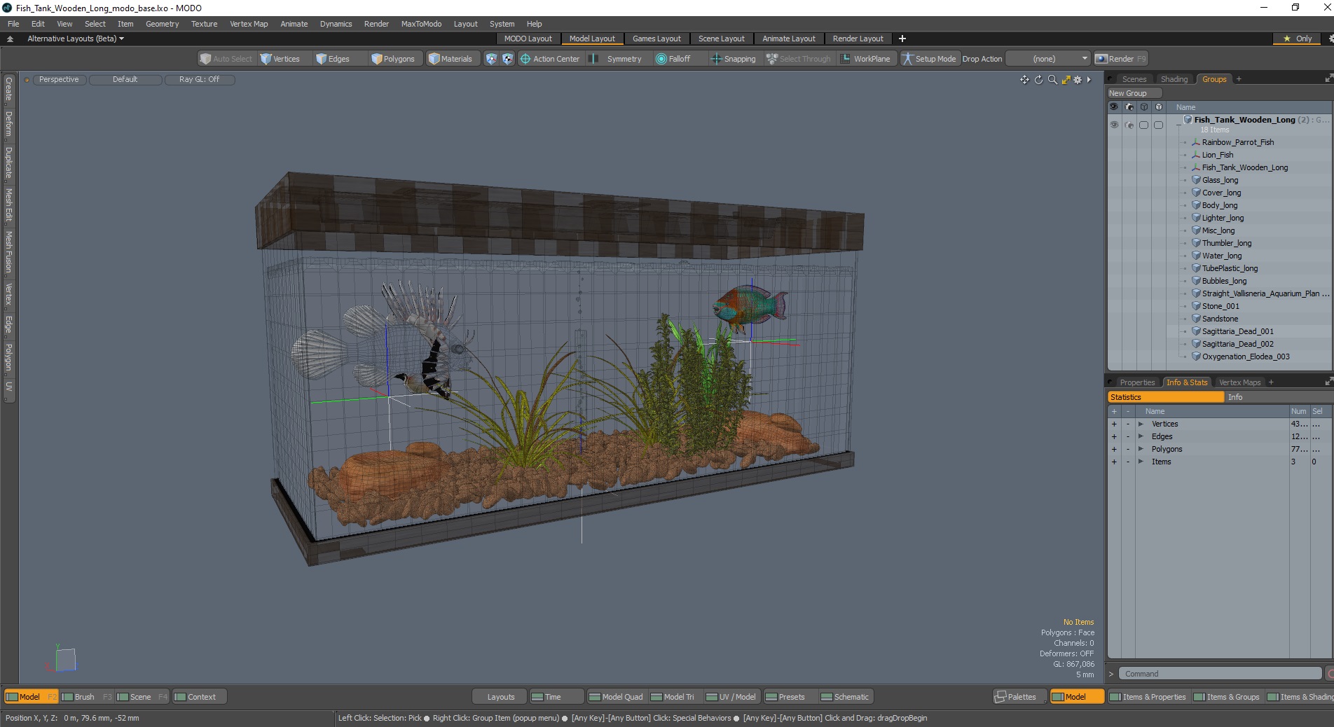3D Fish Tank Wooden Long