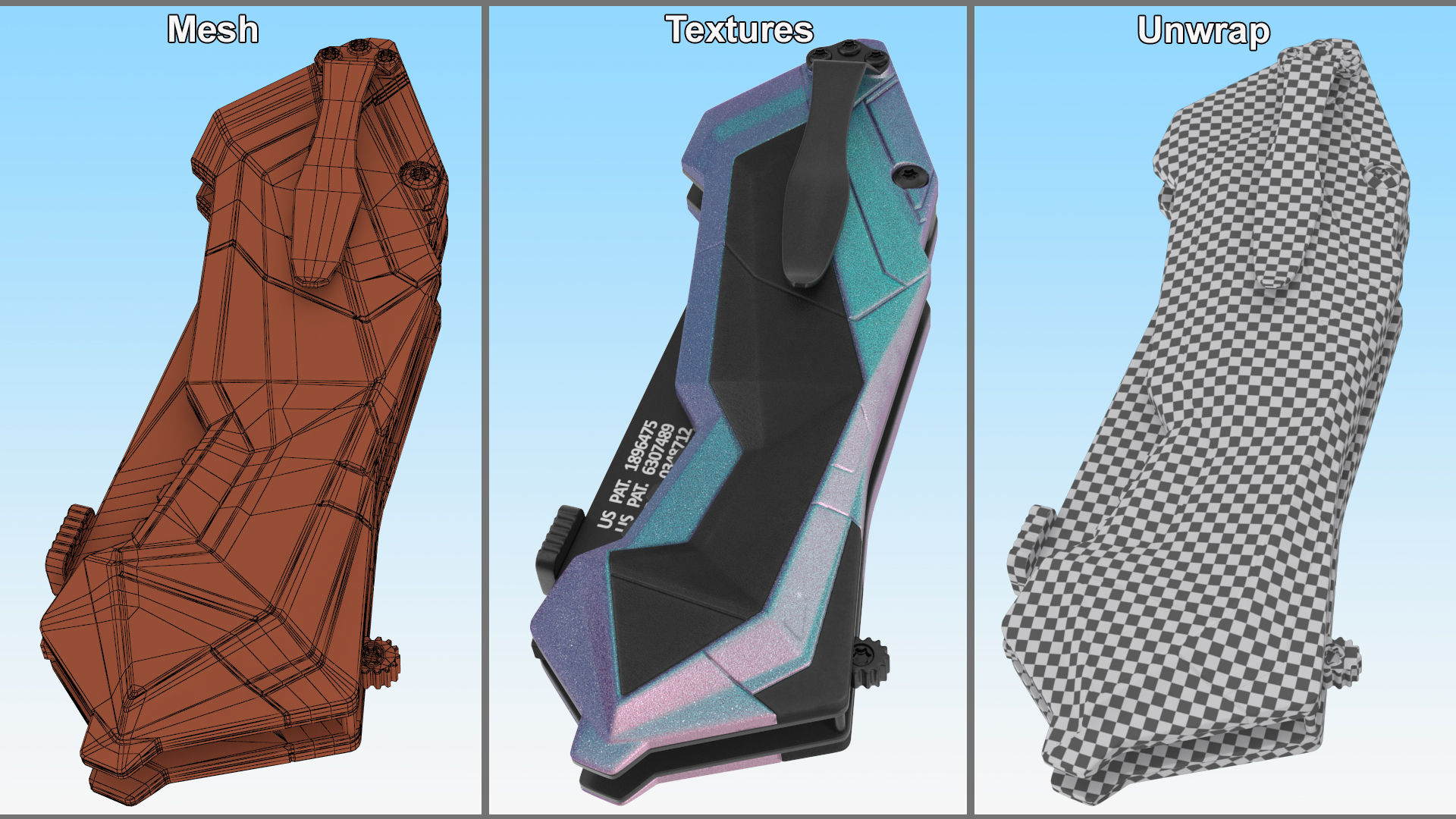 3D Sci-fi Knife Schrade Folded Color model